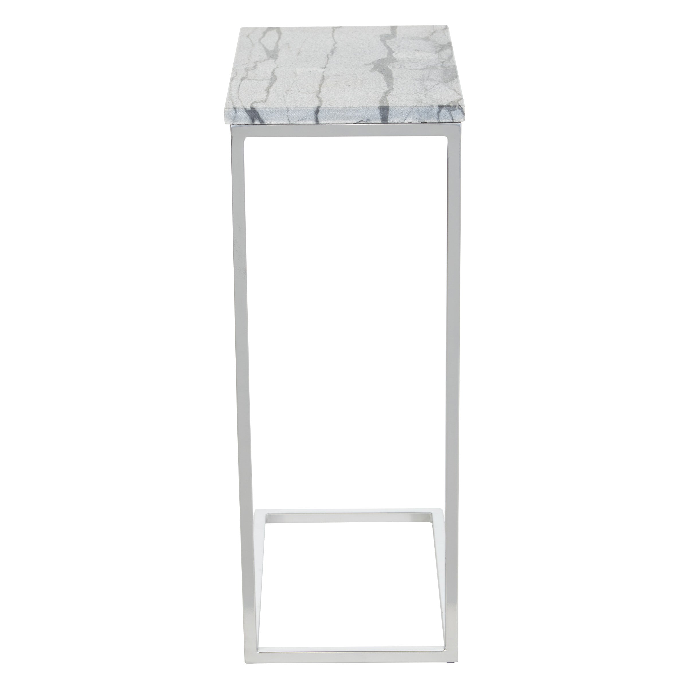 Solid Marble Top C-Table - Grey / Chrome