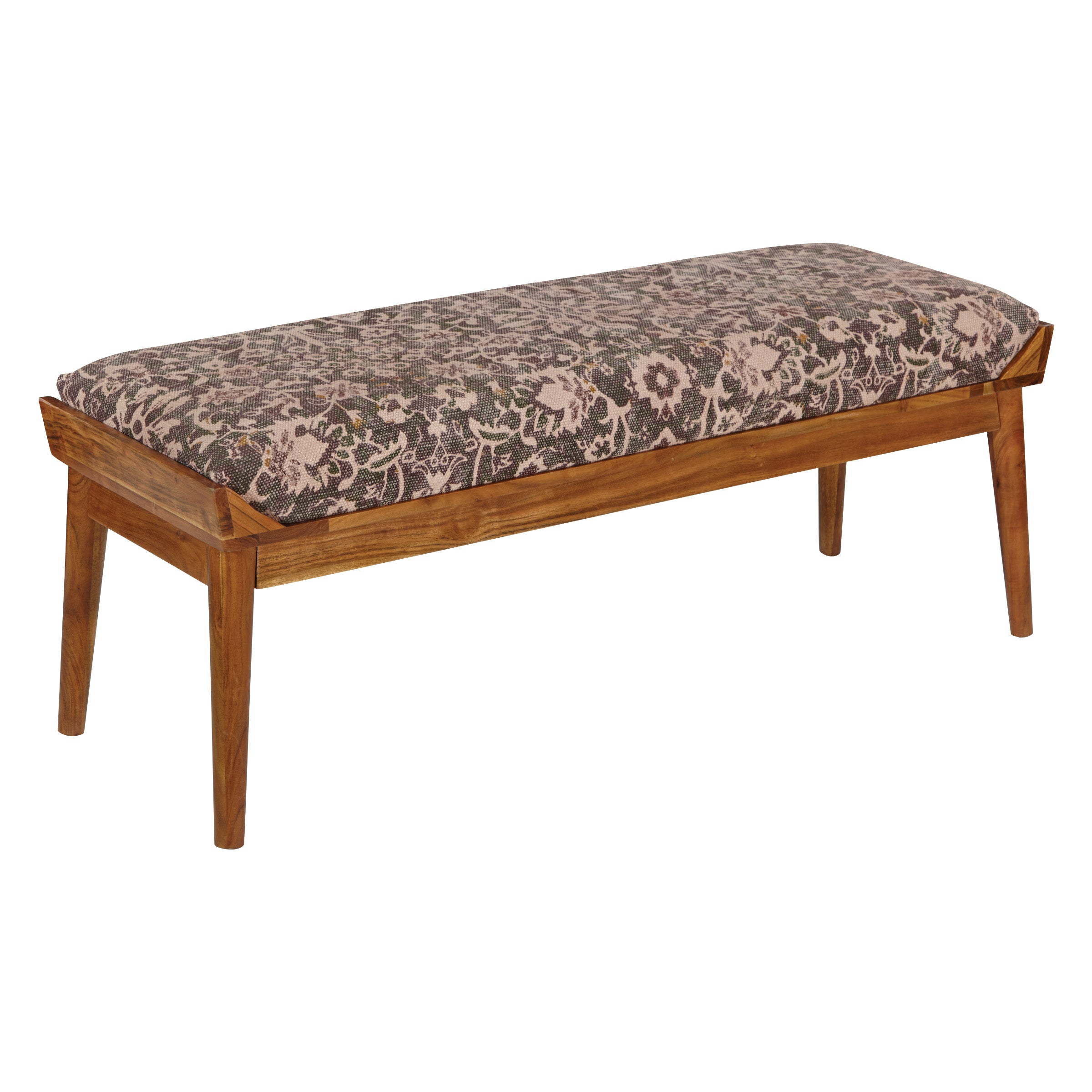 Kilim Style Woven Bench - Flower Tapestry Print