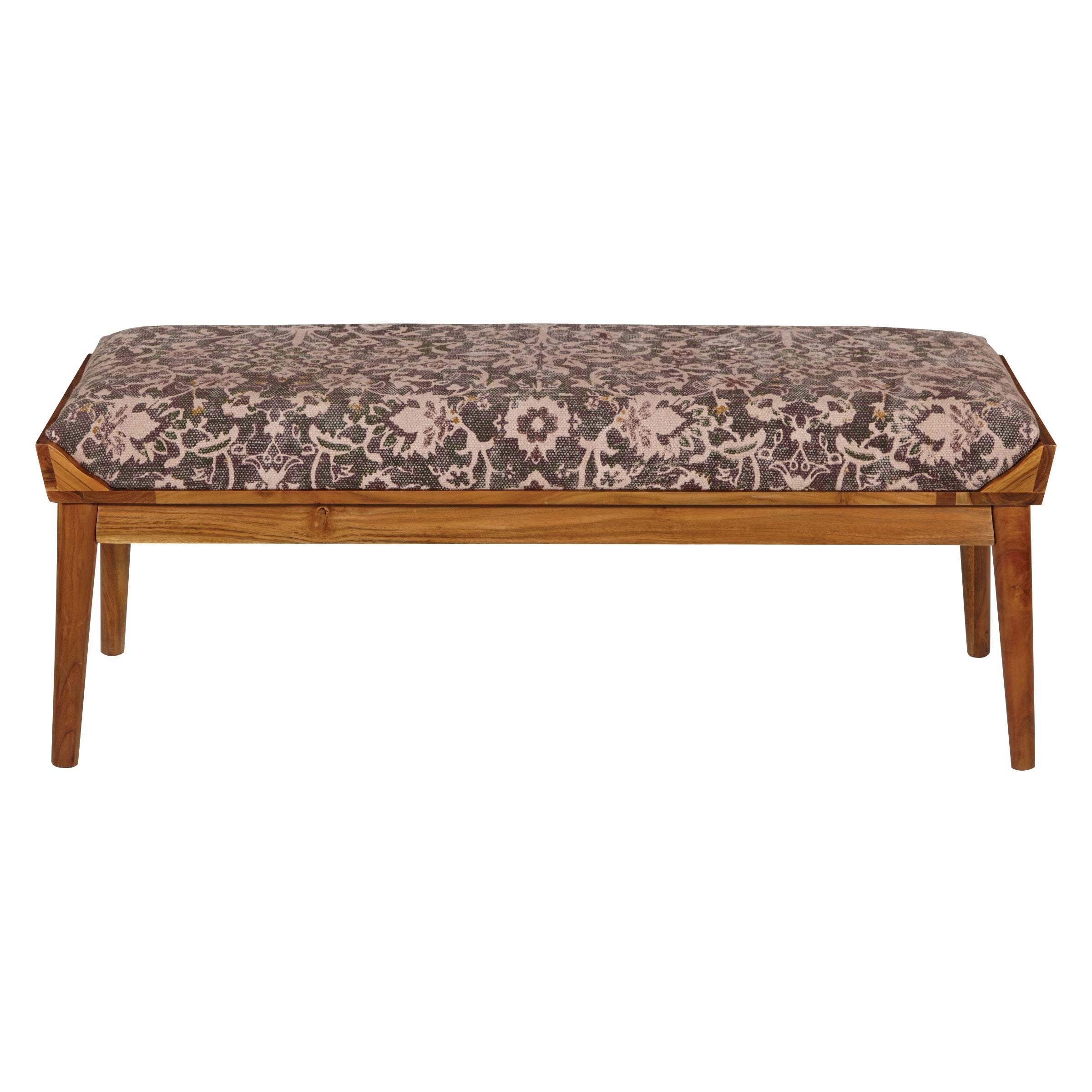 Kilim Style Woven Bench - Flower Tapestry Print