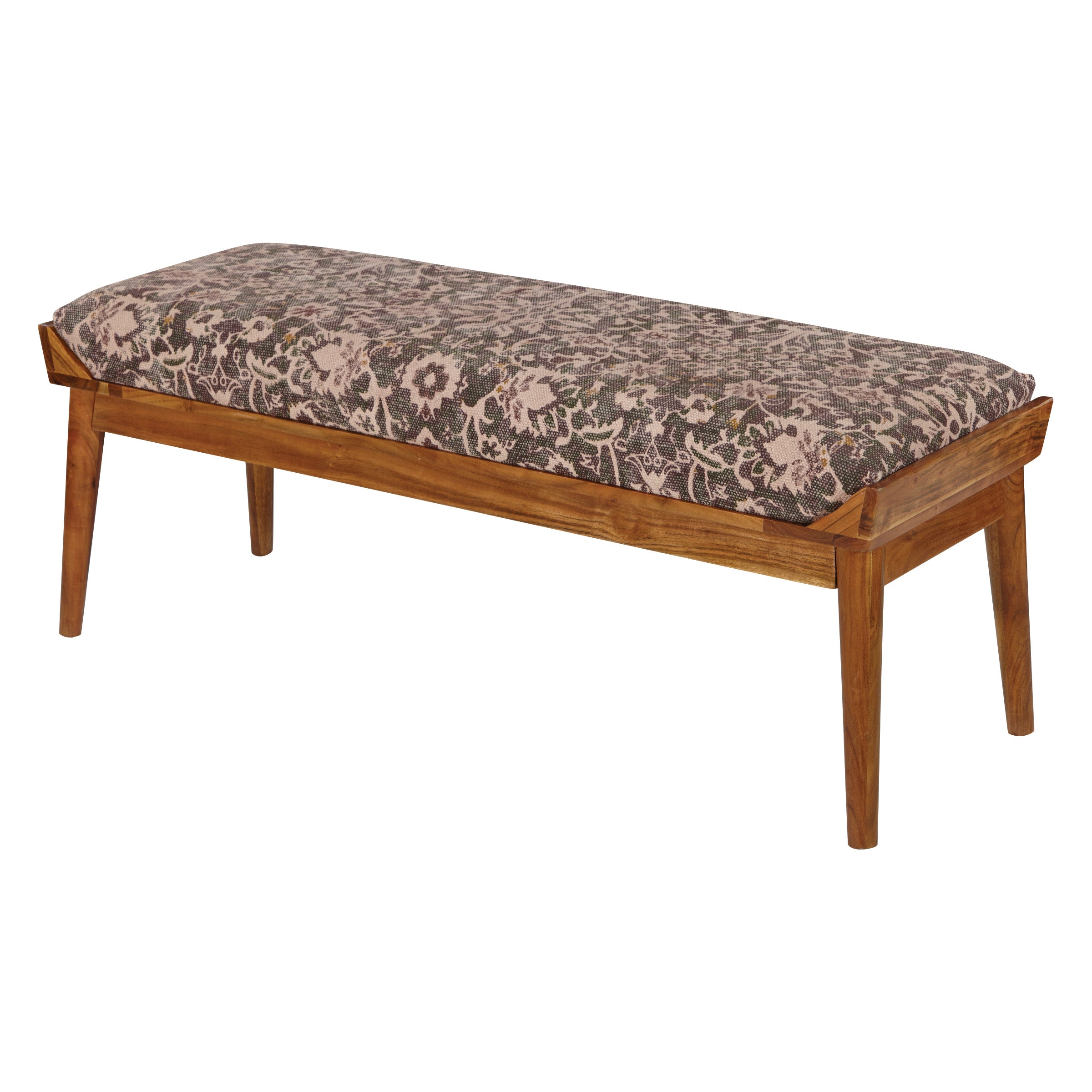 Kilim Style Woven Bench - Flower Tapestry Print