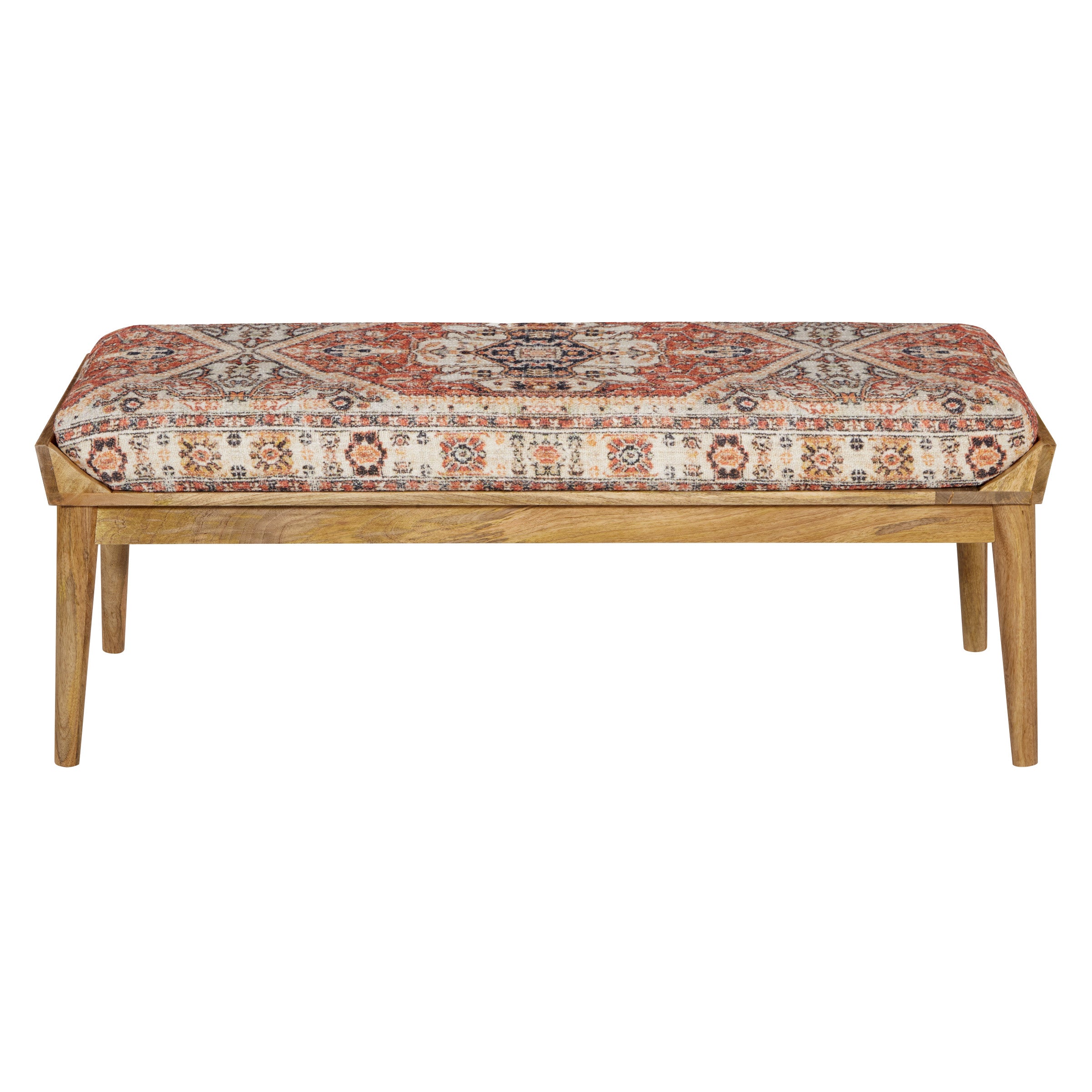 Kilim Style Woven Bench - Red Tapestry Print