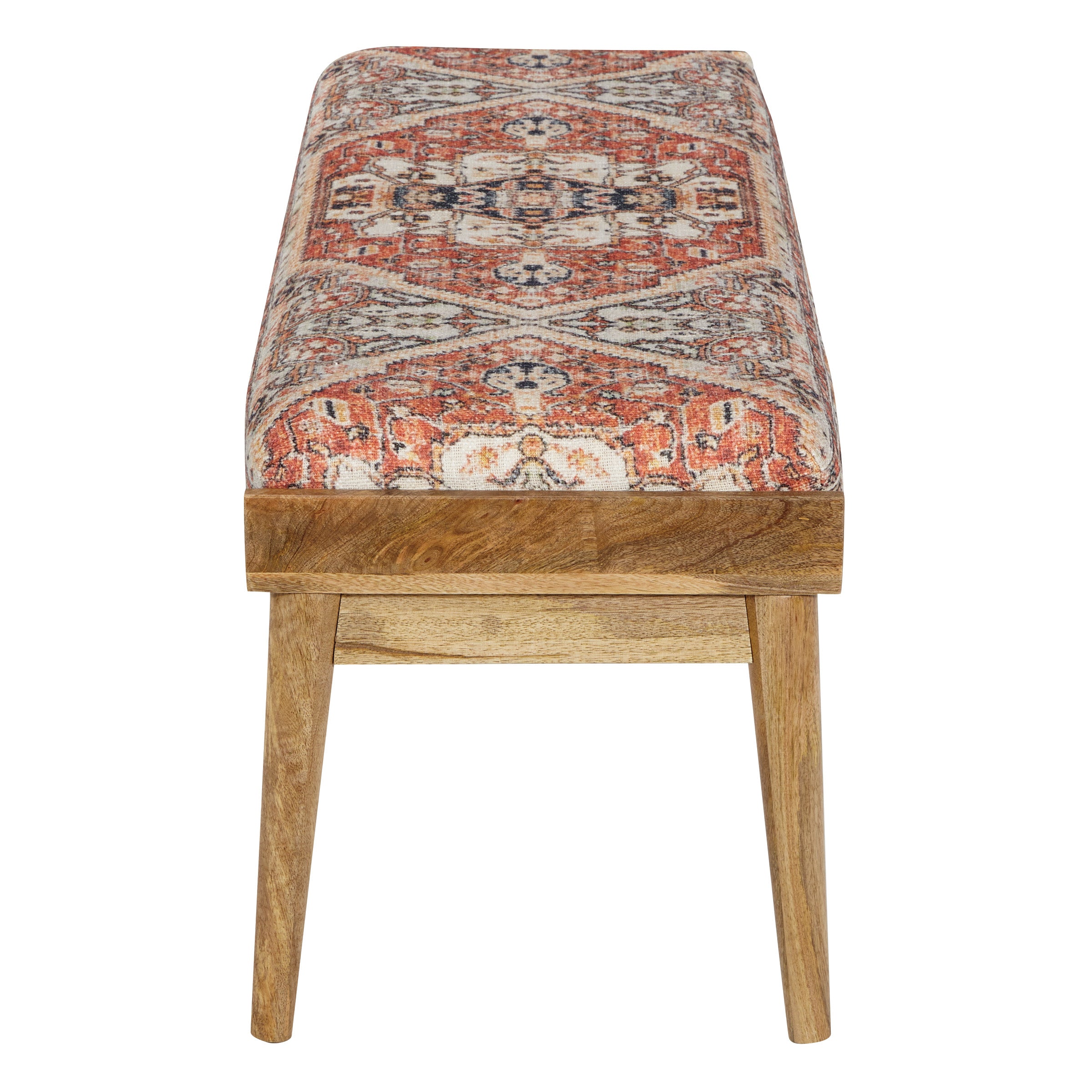 Kilim Style Woven Bench - Red Tapestry Print