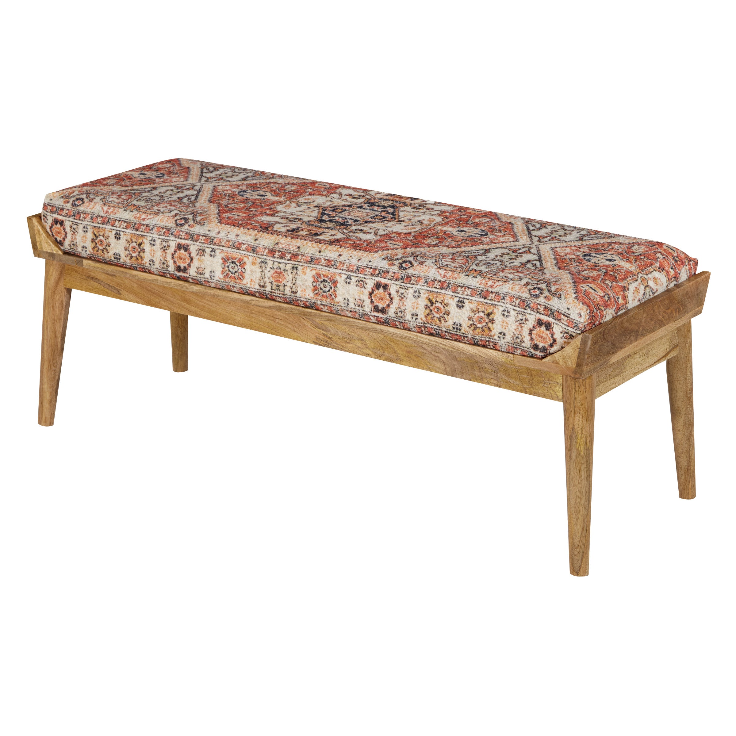 Kilim Style Woven Bench - Red Tapestry Print