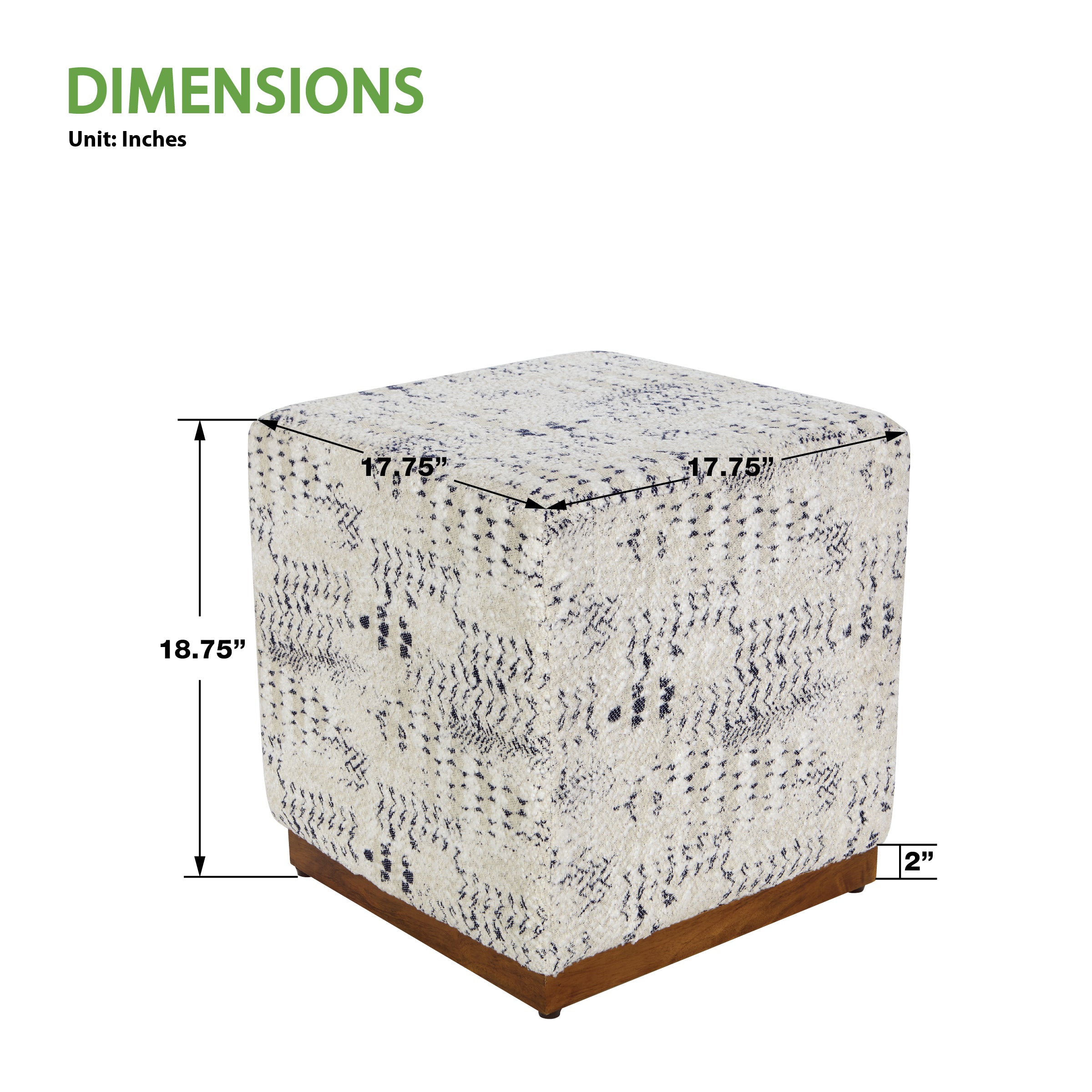 Square Ottoman in Boho Style - Geometric Pattern Woven