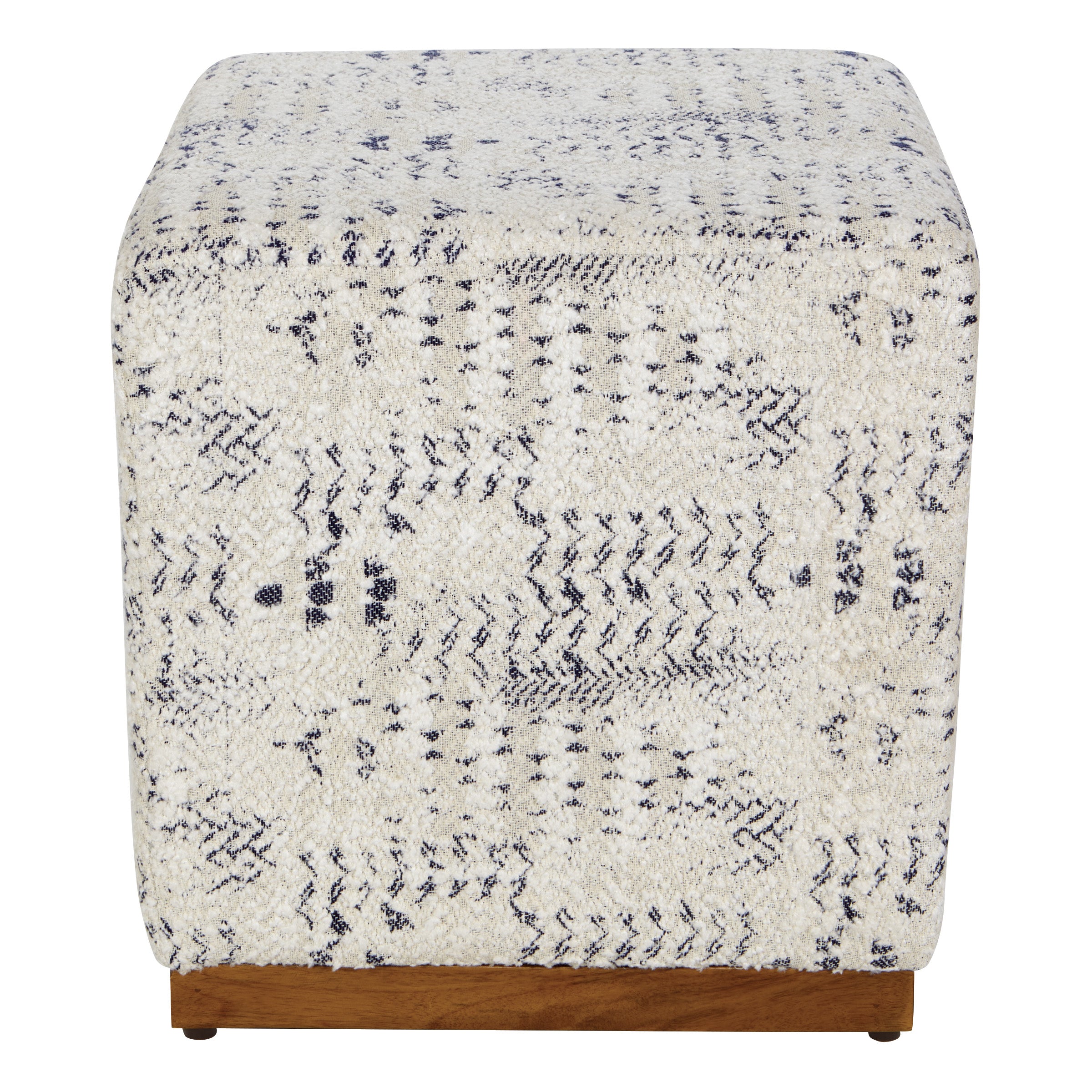 Square Ottoman in Boho Style - Geometric Pattern Woven