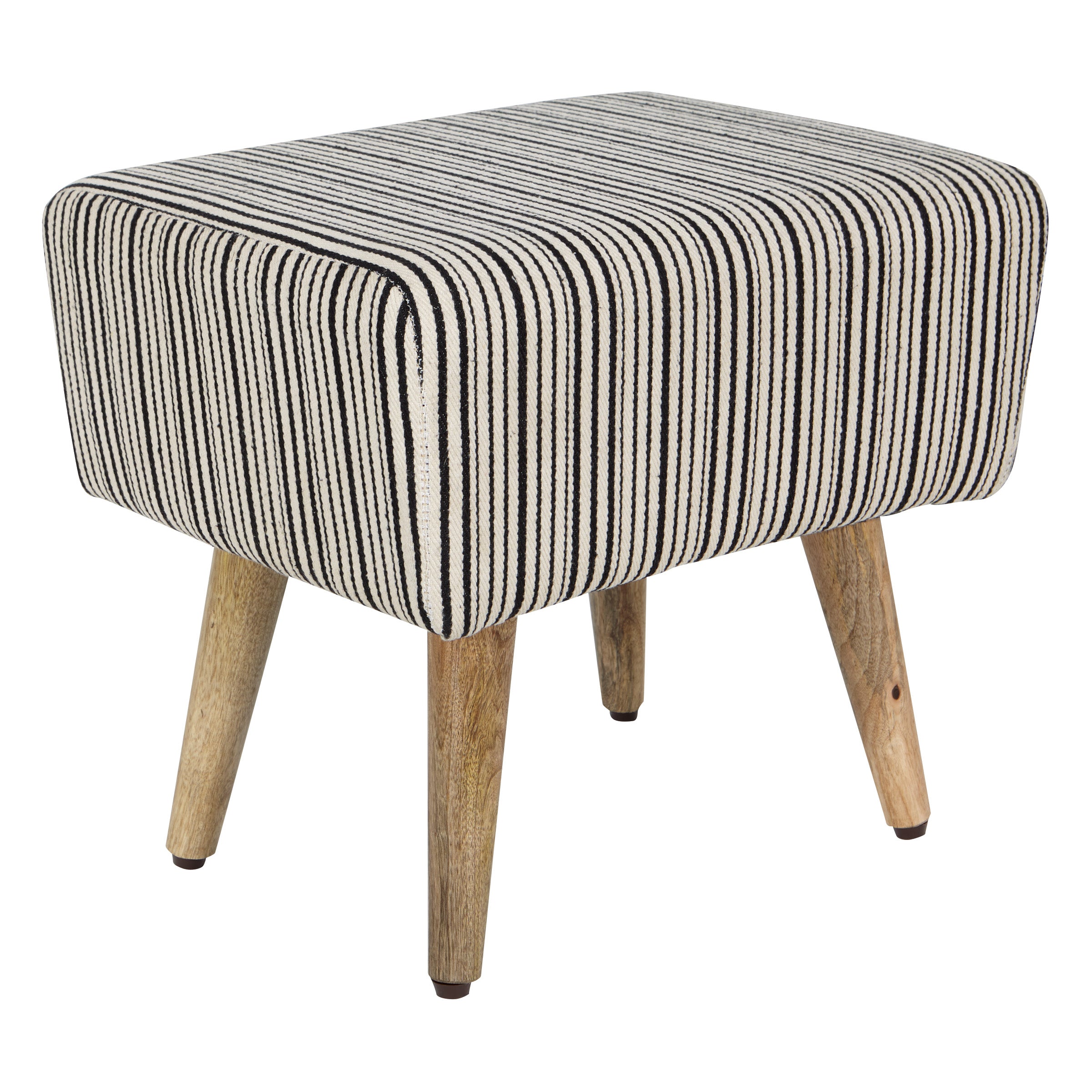 Striped Ottoman Accent Bench - Black/White striped Weave