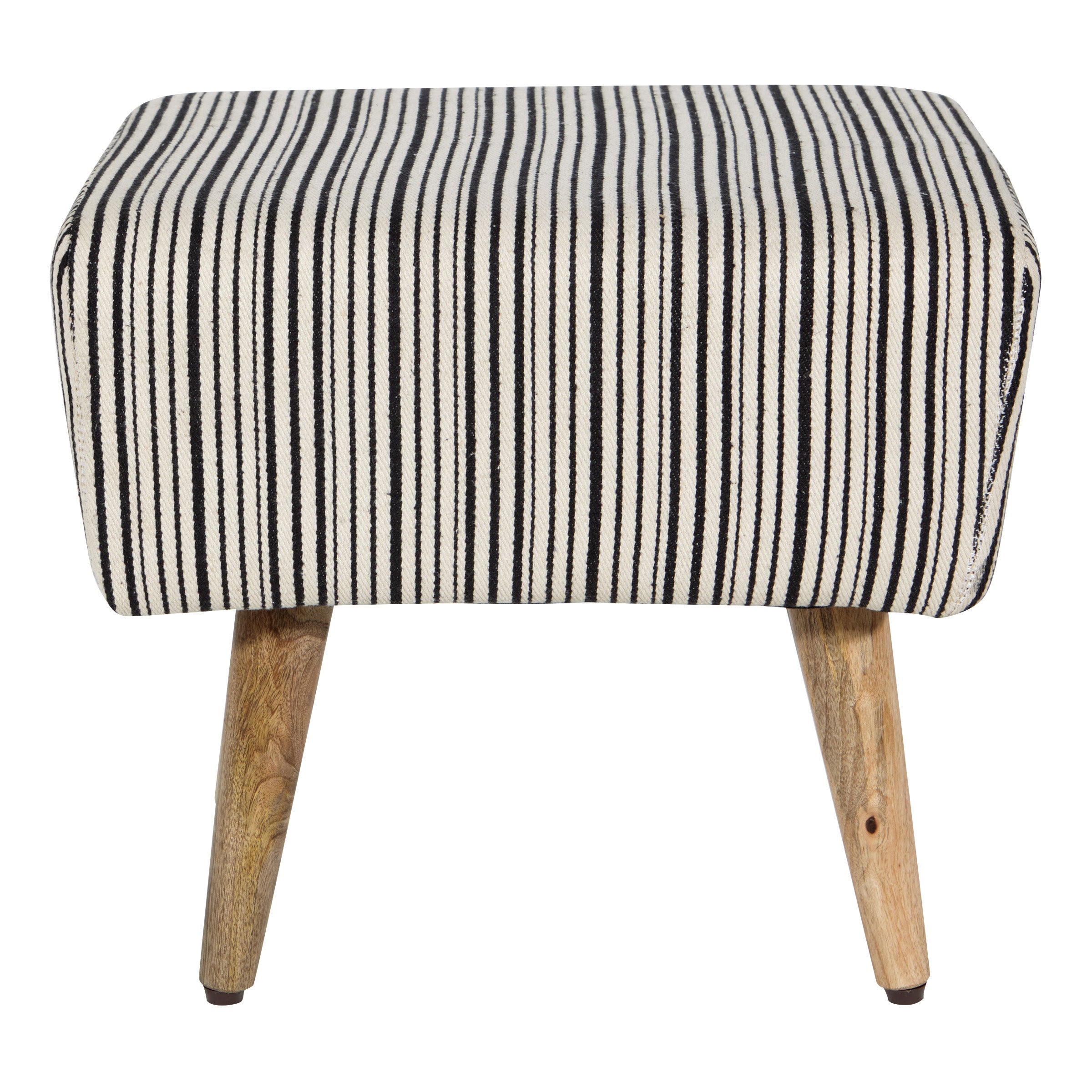 Striped Ottoman Accent Bench - Black/White striped Weave