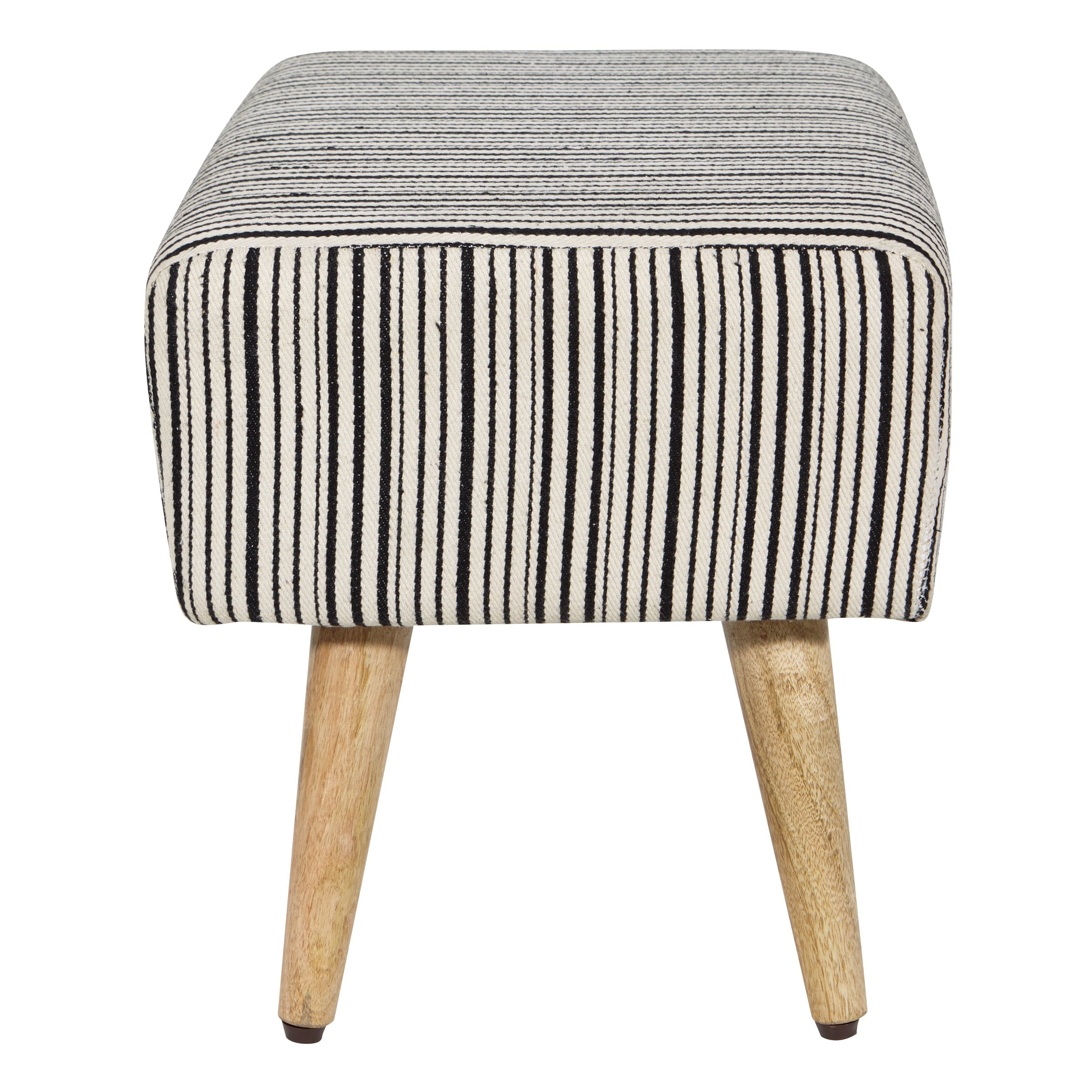 Striped Ottoman Accent Bench - Black/White striped Weave