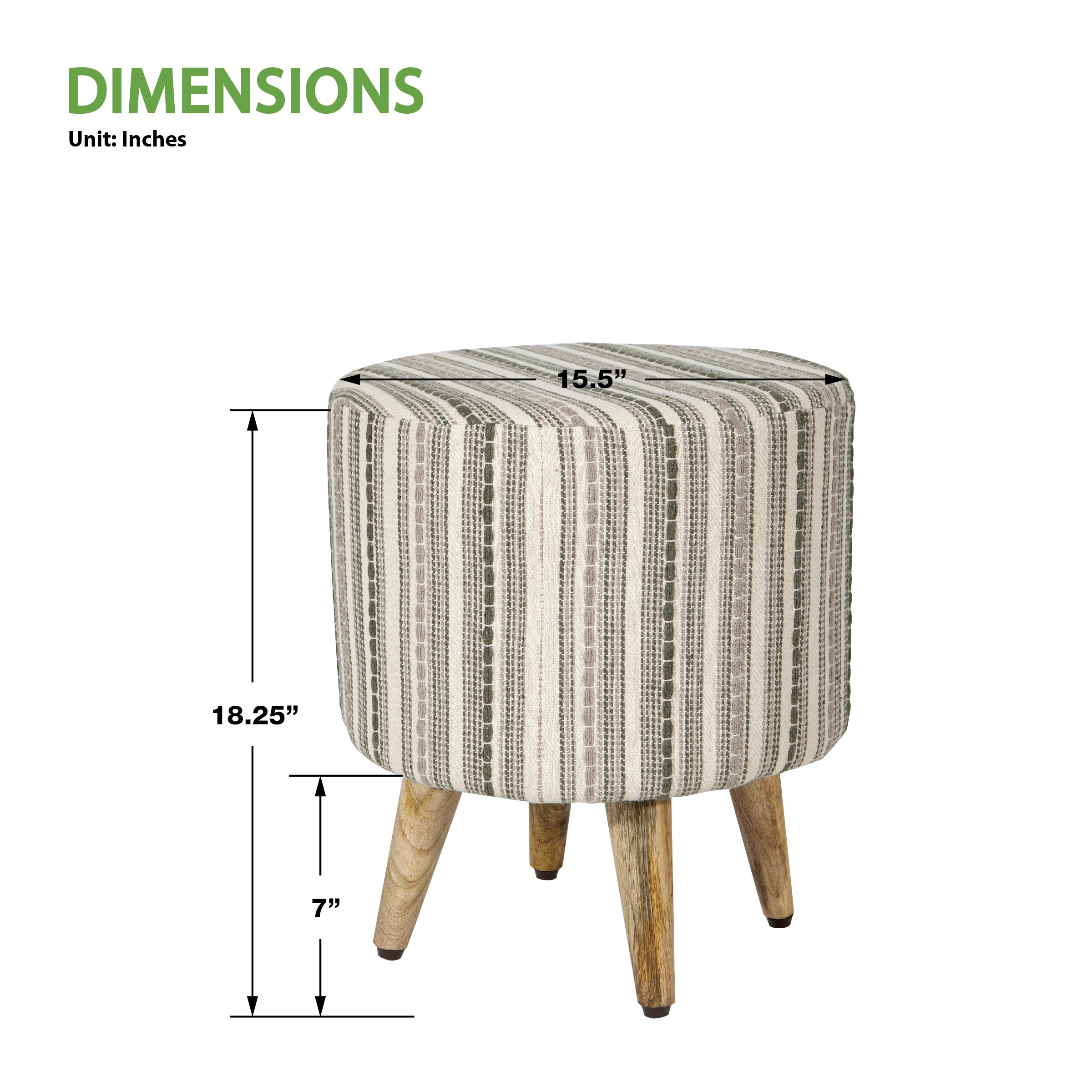 Boho Style Accent Ottoman - Boho style Striped Weave