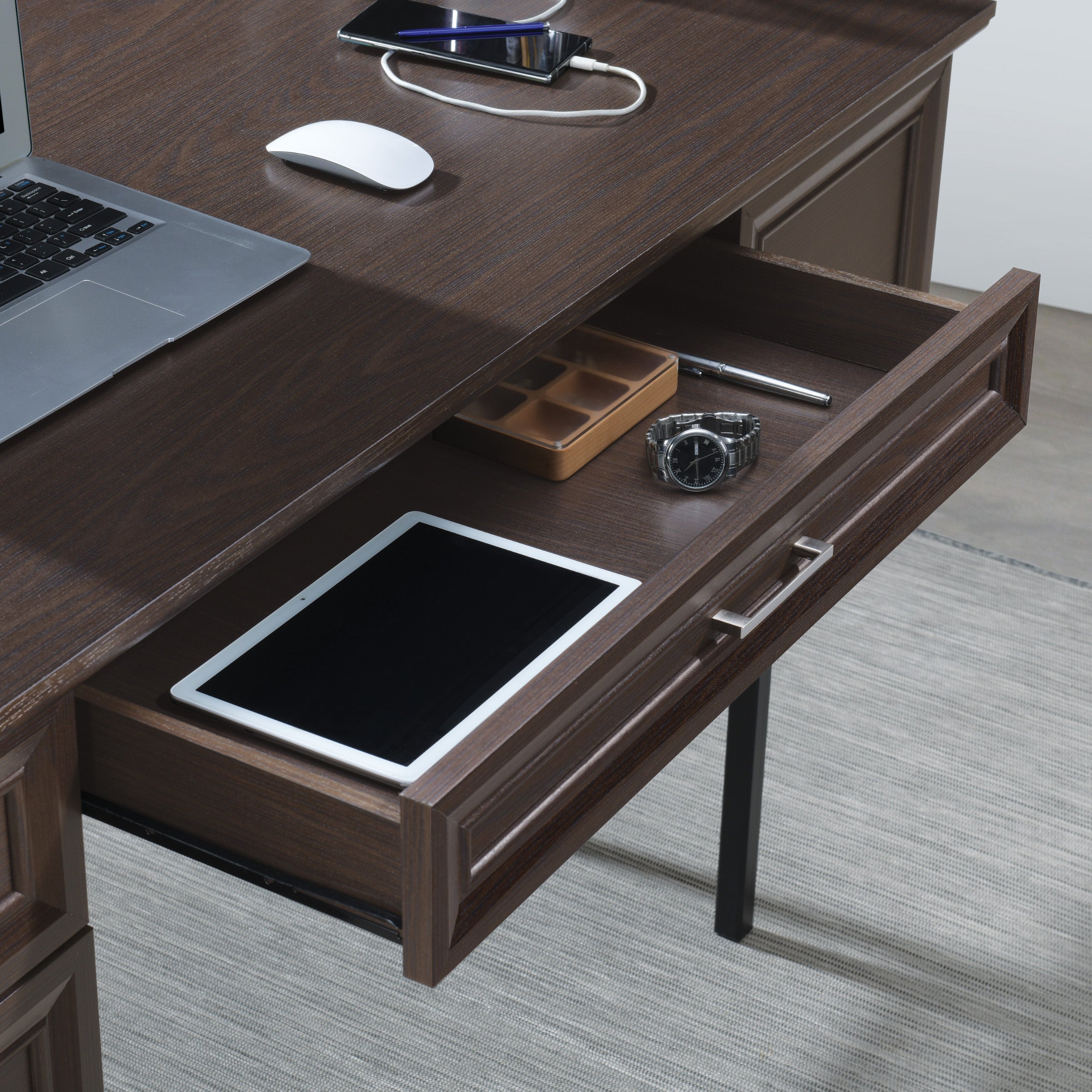 Jefferson Executive Desk W/Power - Espresso