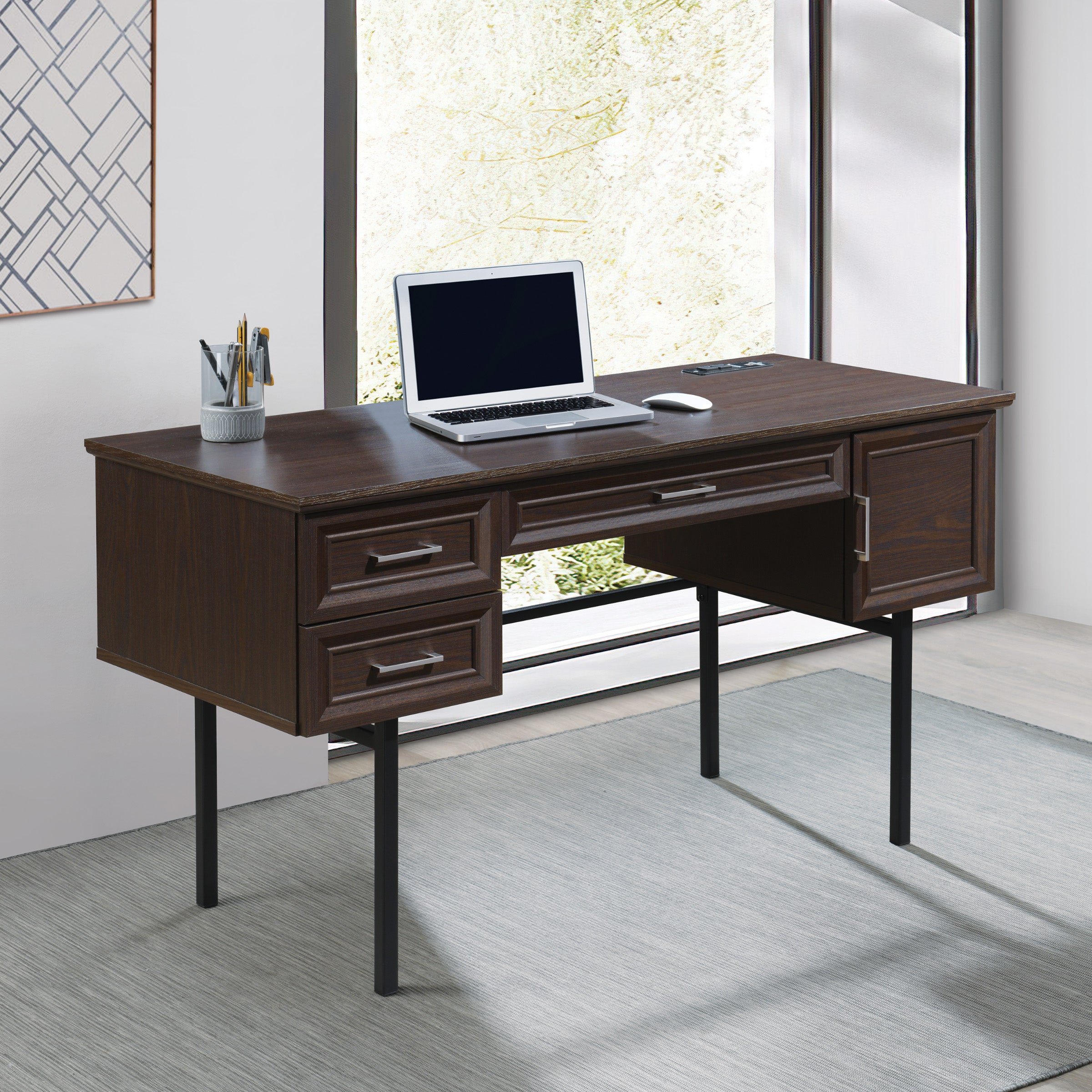 Jefferson Executive Desk W/Power - Espresso