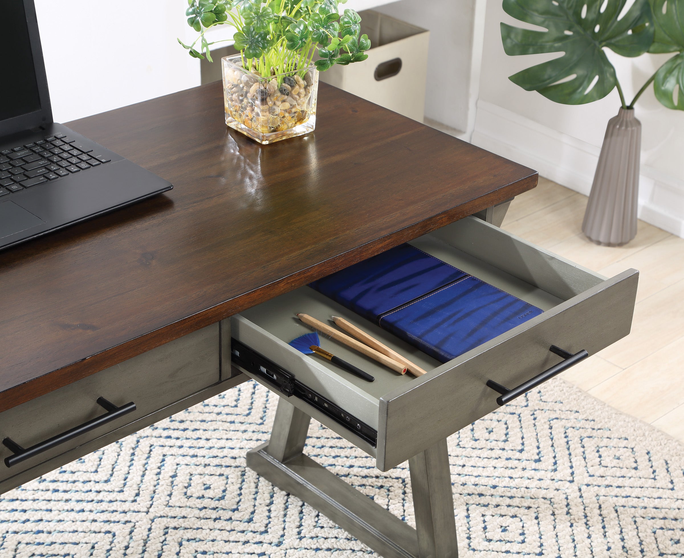 Jericho Rustic Writing Desk - Slate Grey