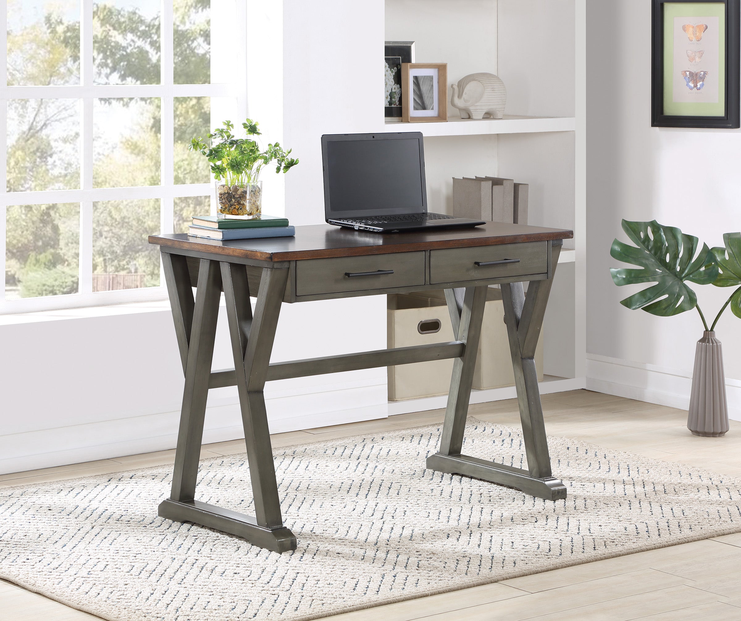 Jericho Rustic Writing Desk - Slate Grey