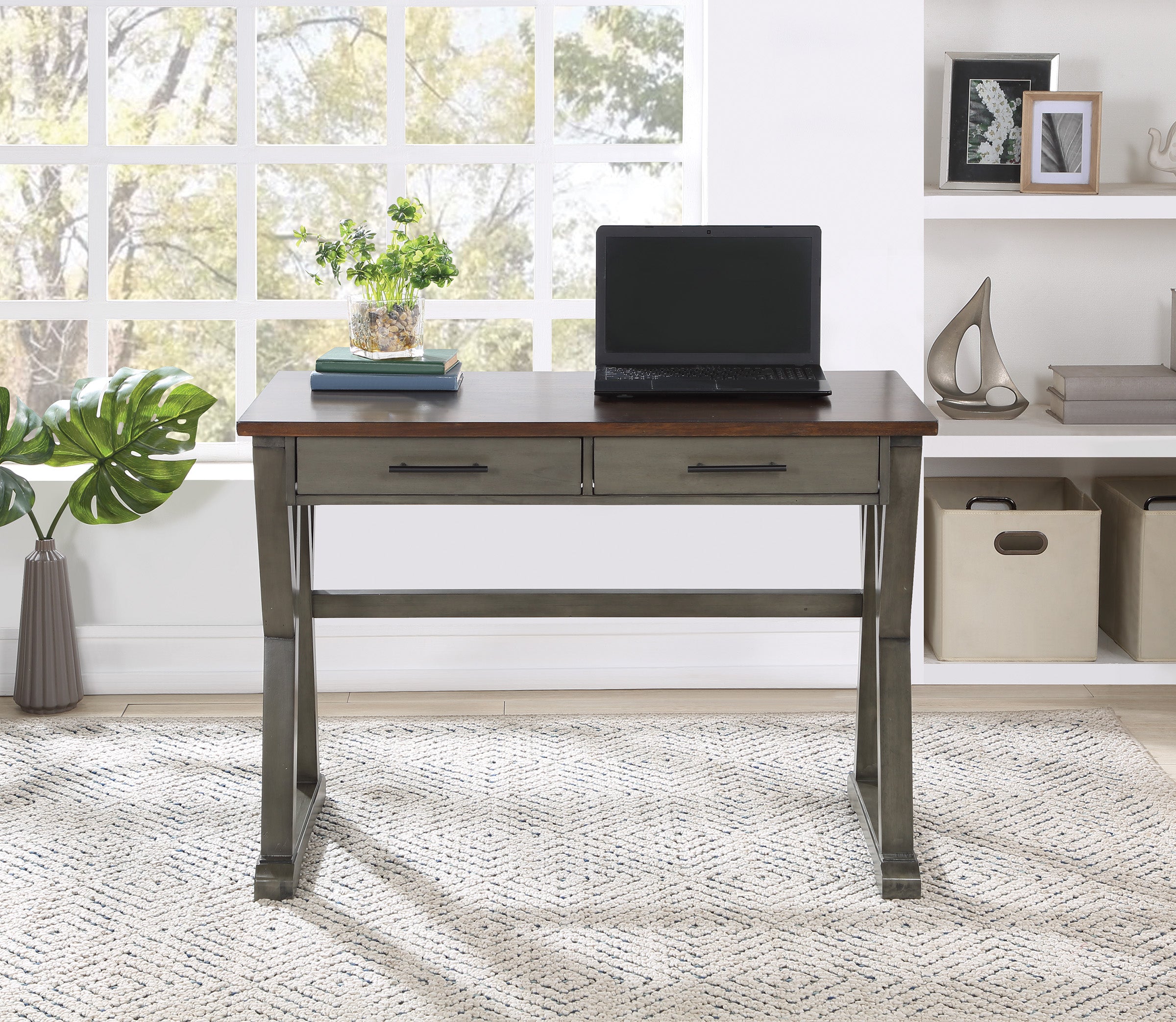 Jericho Rustic Writing Desk - Slate Grey
