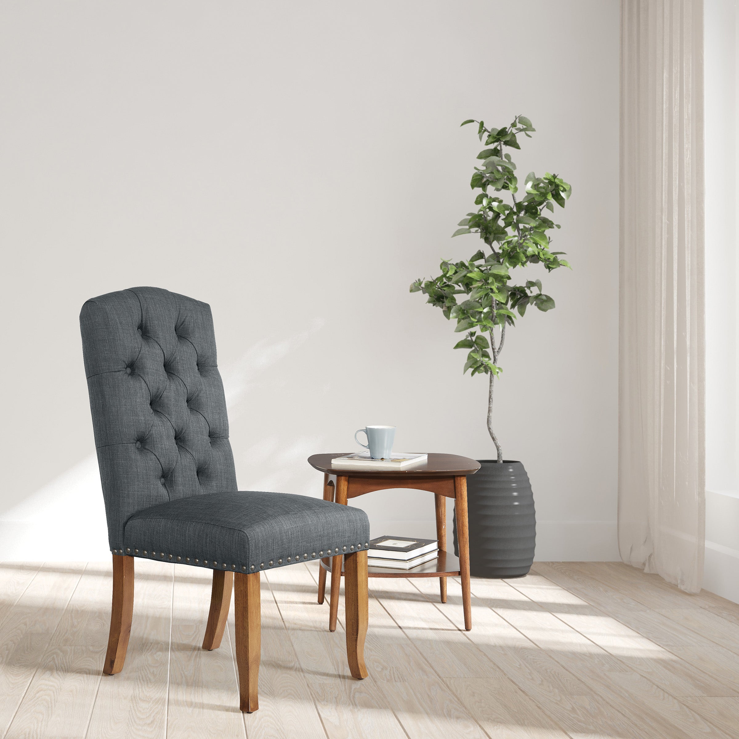 Jessica Tufted Dining Chair - Charcoal