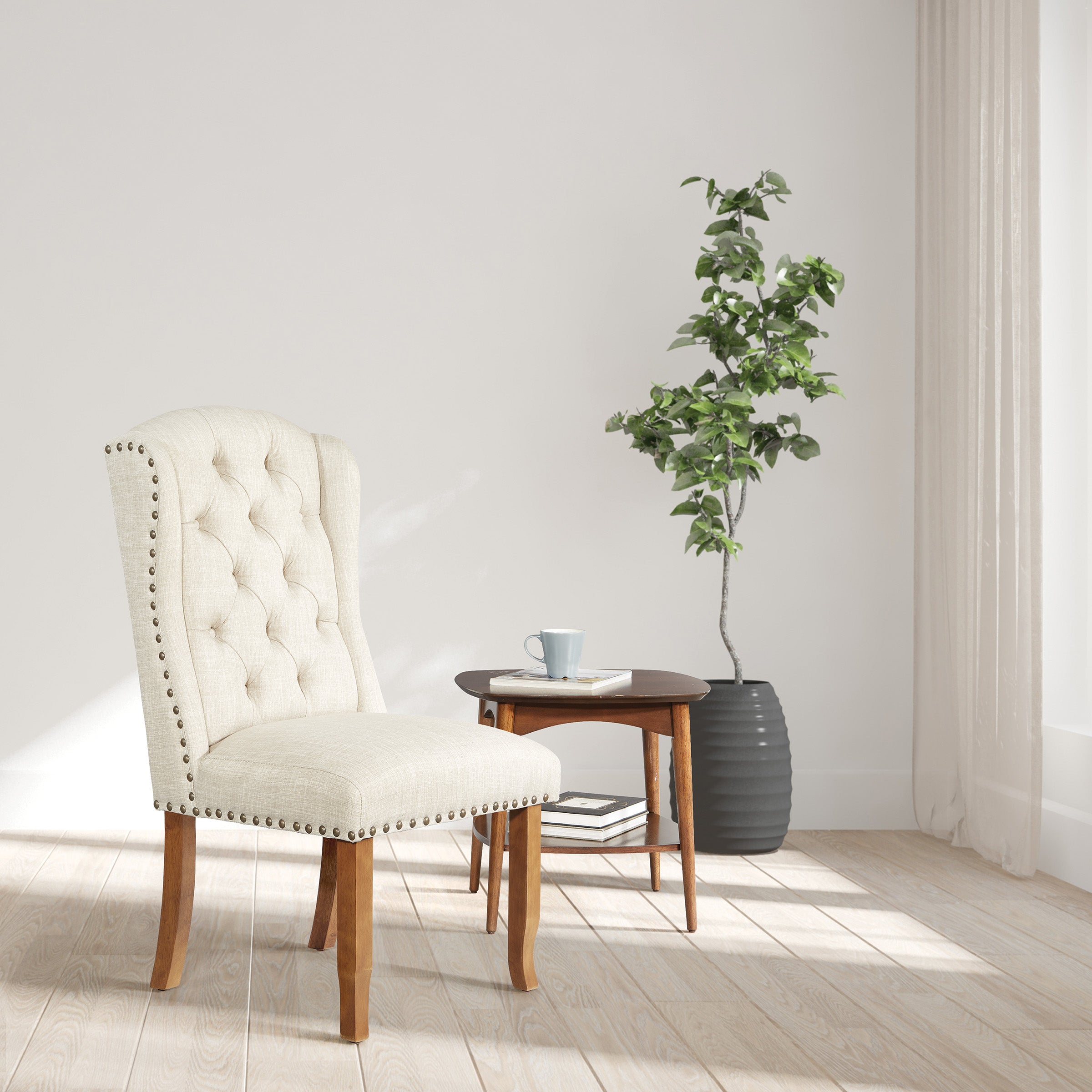 Jessica Tufted Wing Dining Chair - Linen