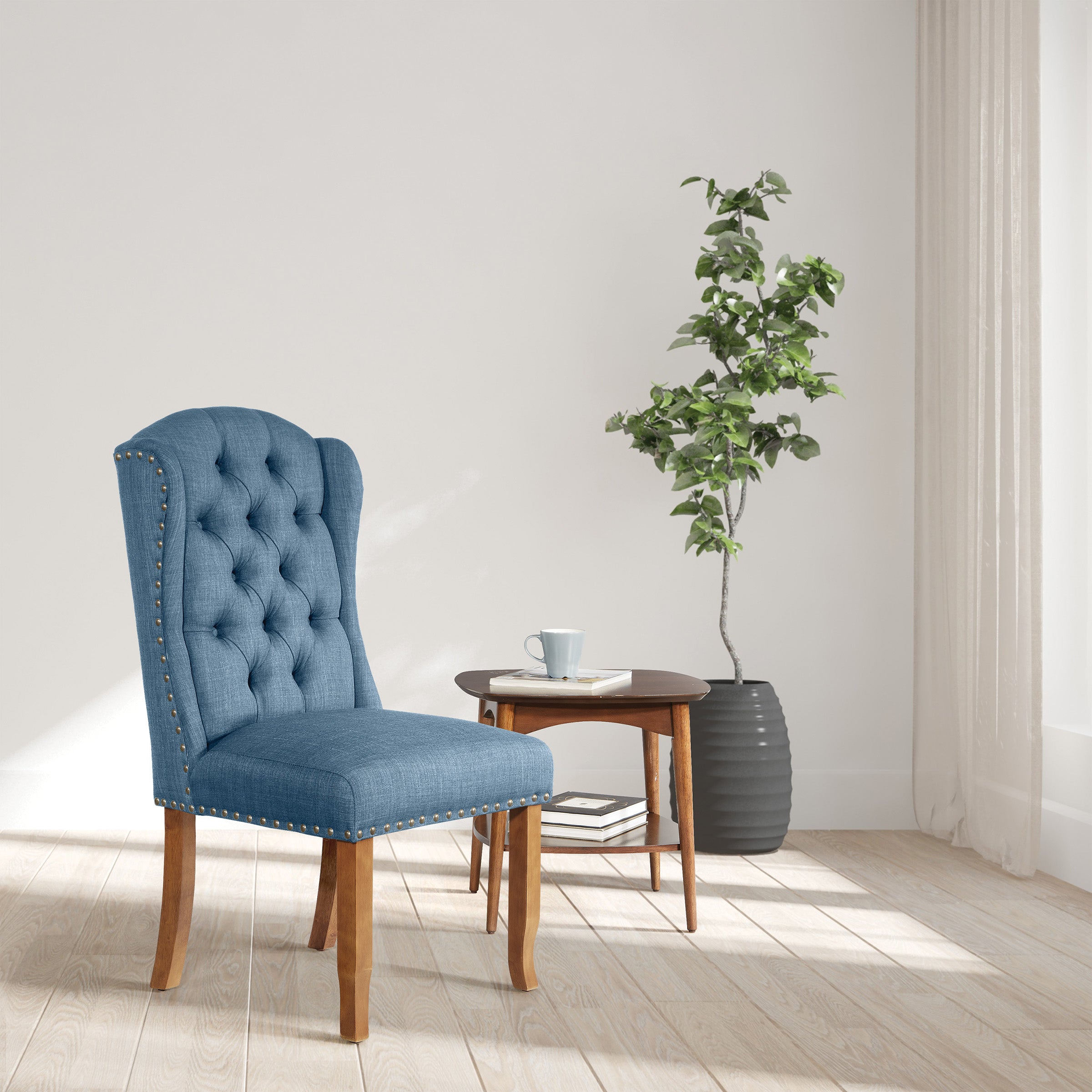 Jessica Tufted Wing Dining Chair - Navy