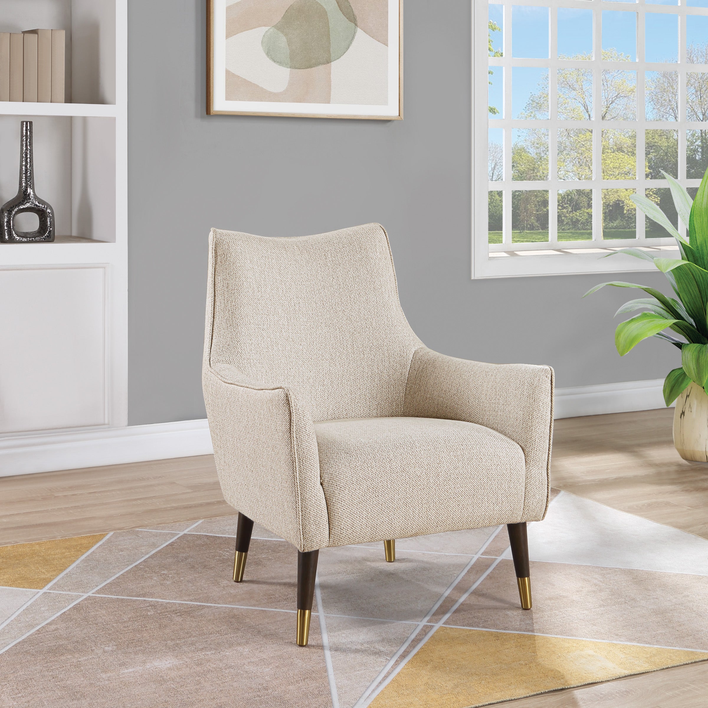 Jayla Accent Chair in Beige Fabric