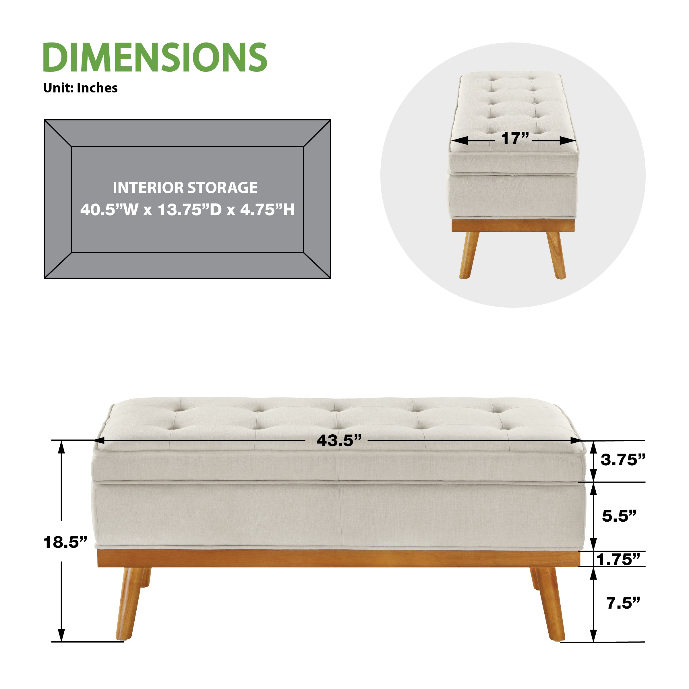 Katheryn Storage Bench - Wheat
