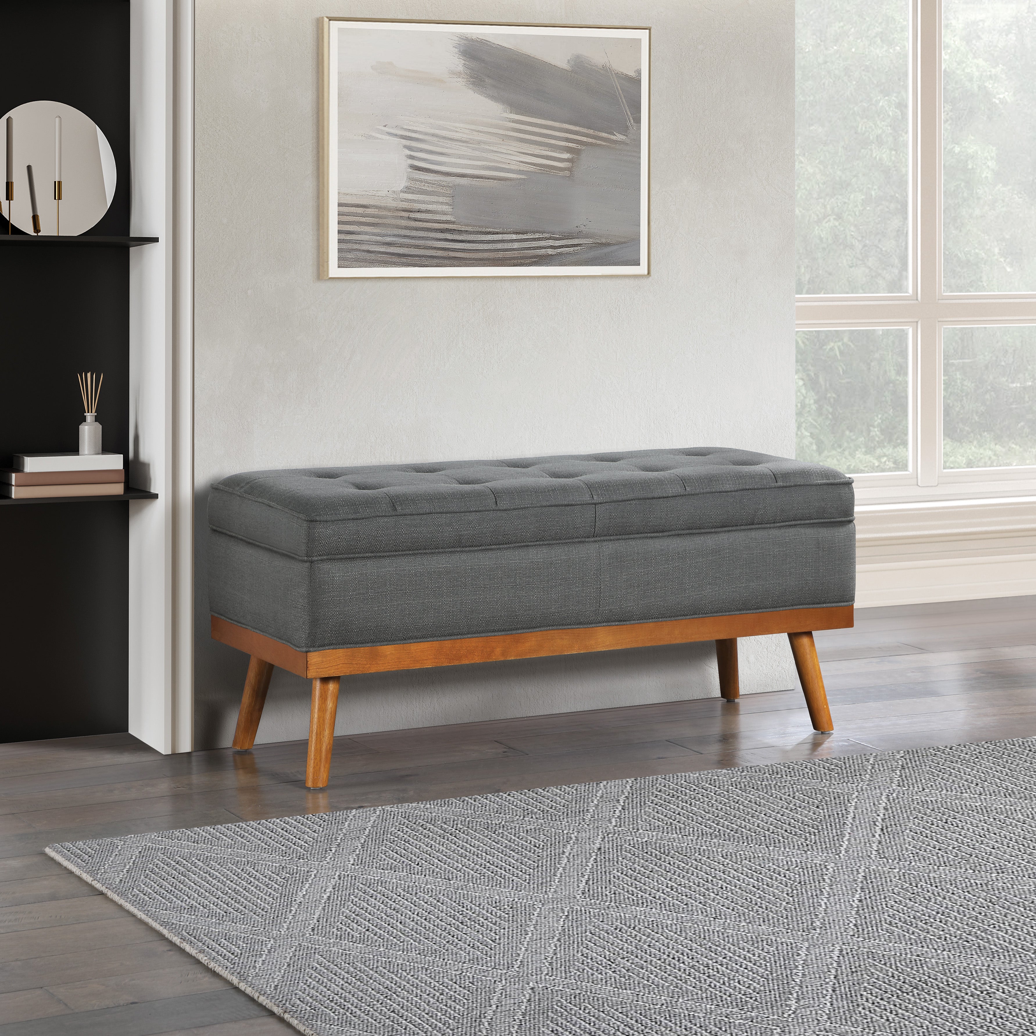 Katheryn Storage Bench - Charcoal