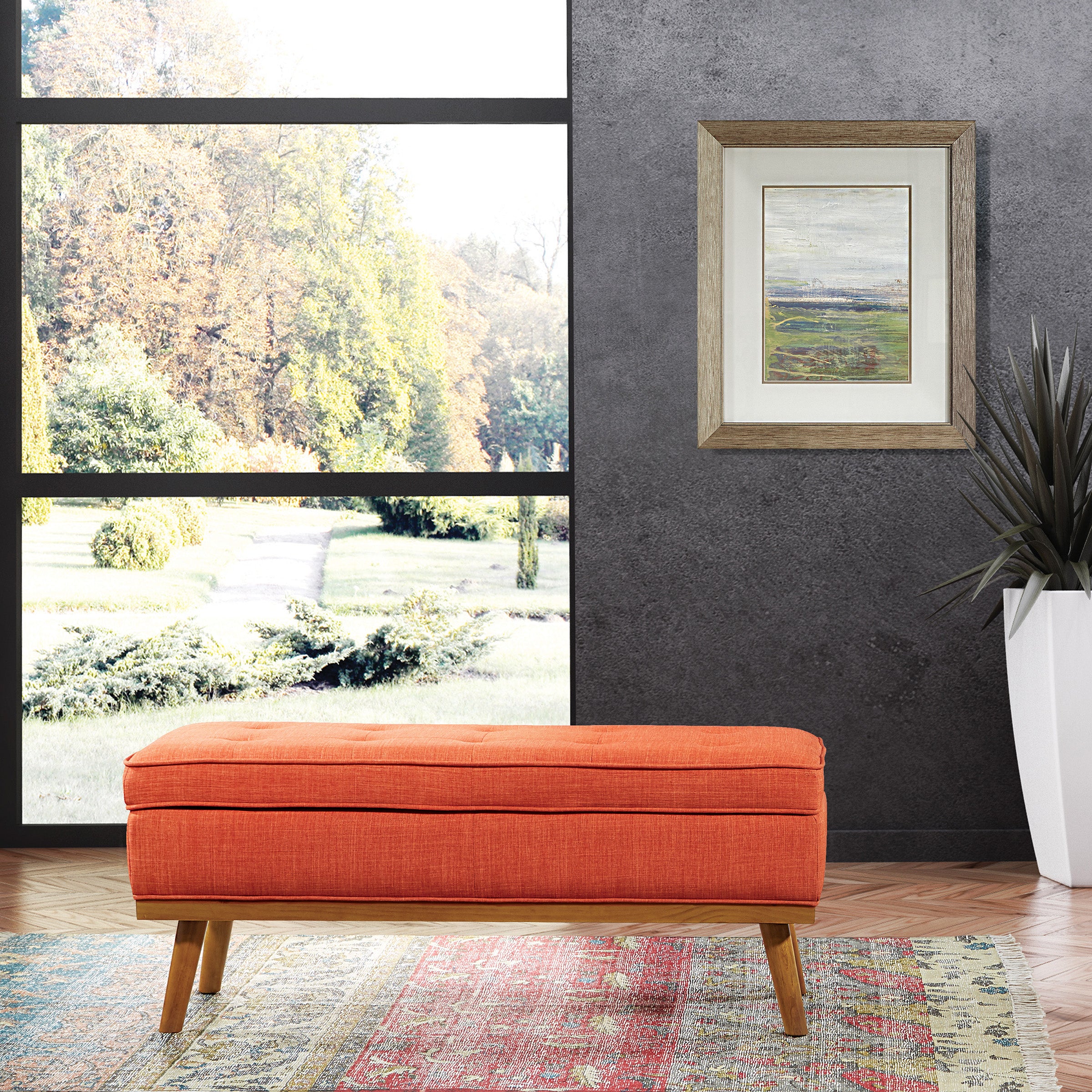 Katheryn Storage Bench - Tangerine