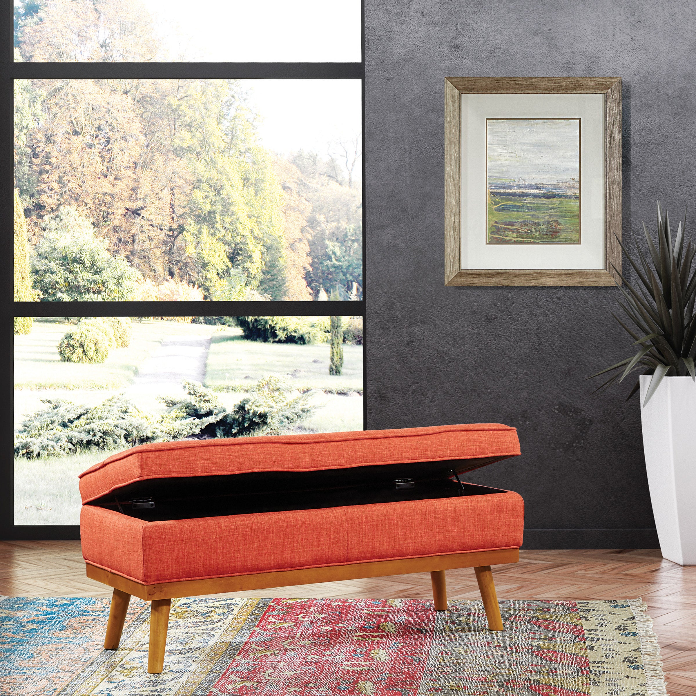 Katheryn Storage Bench - Tangerine
