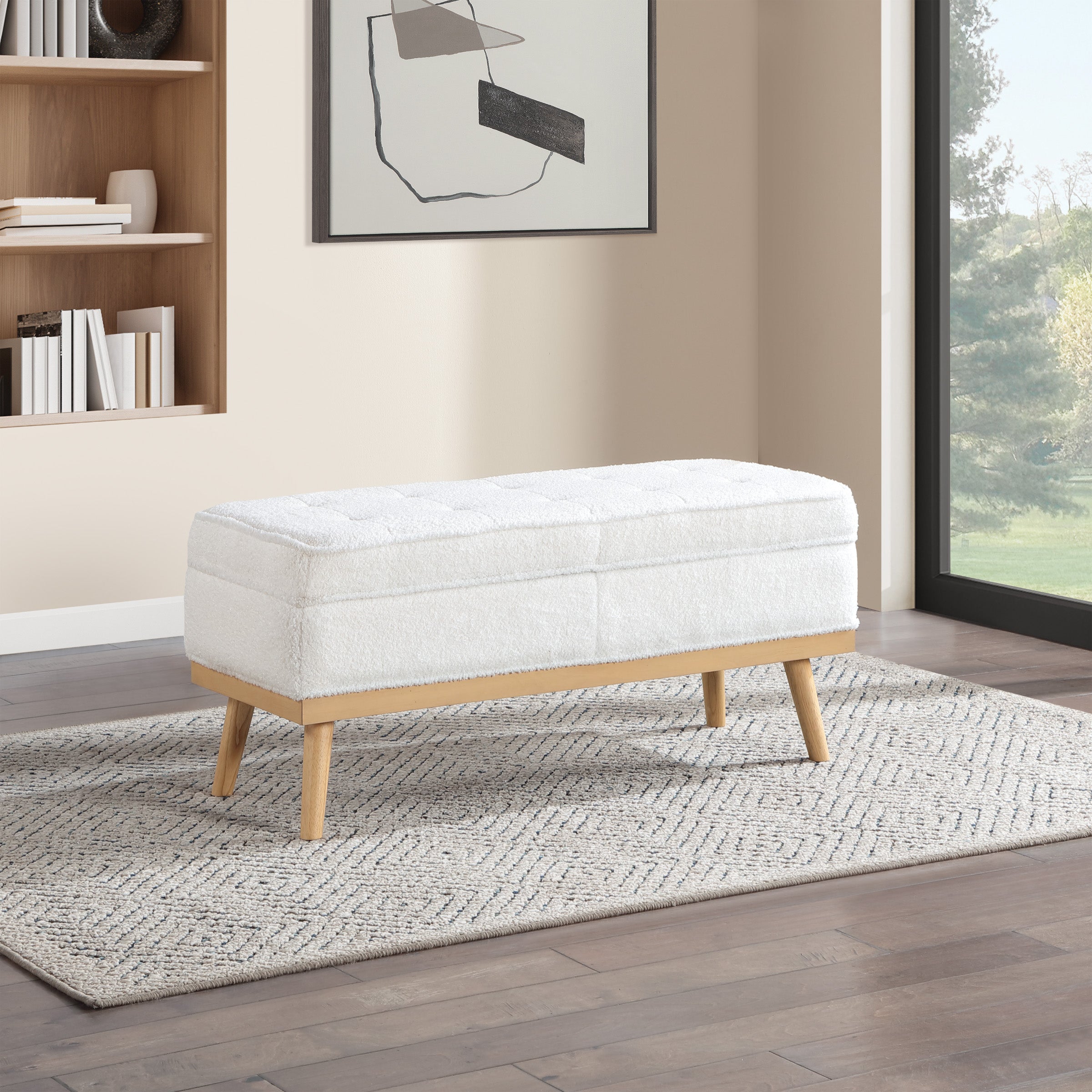Katheryn Storage Bench - Ivory Sherpa