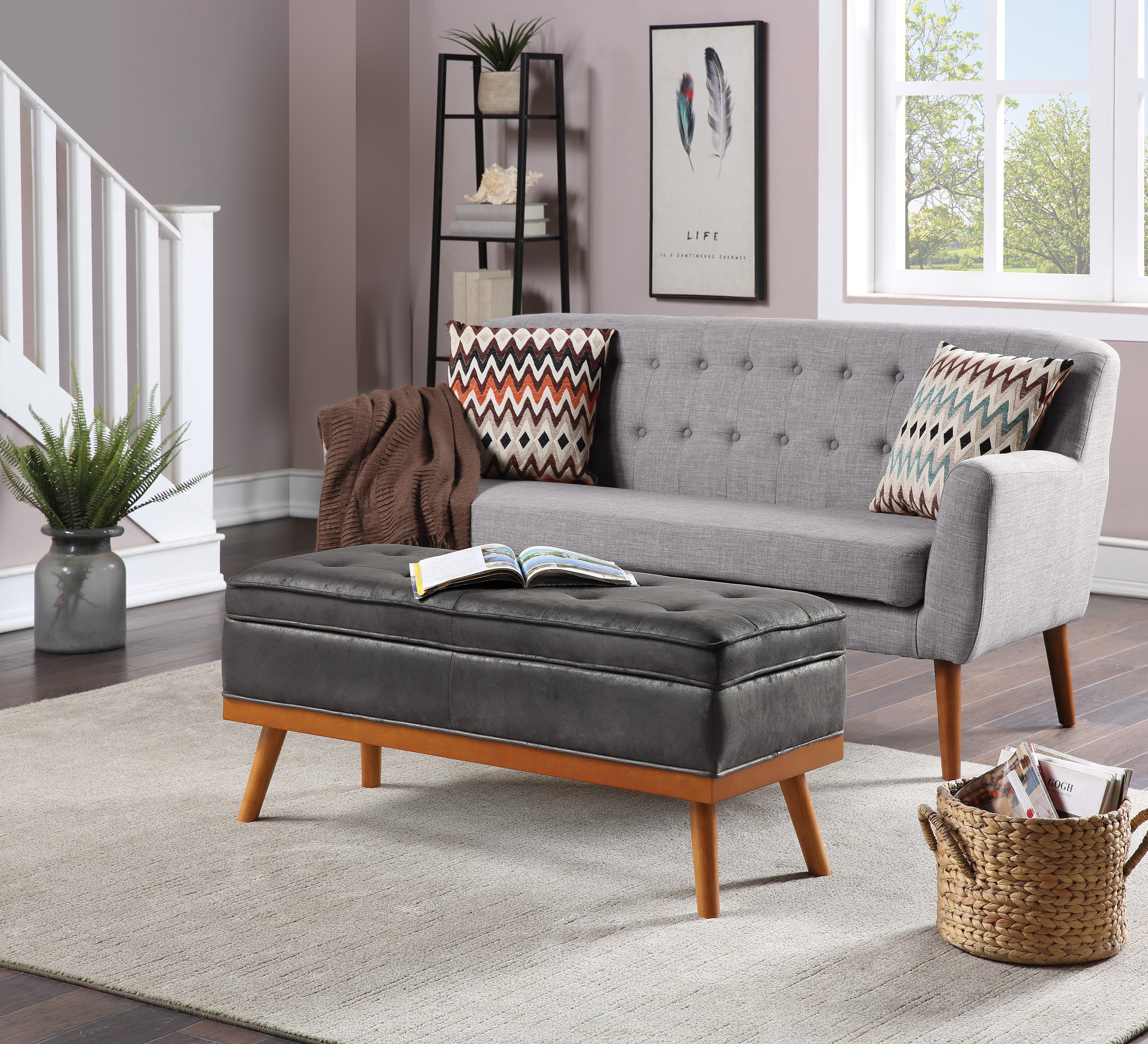 Katheryn Storage Bench - Charcoal