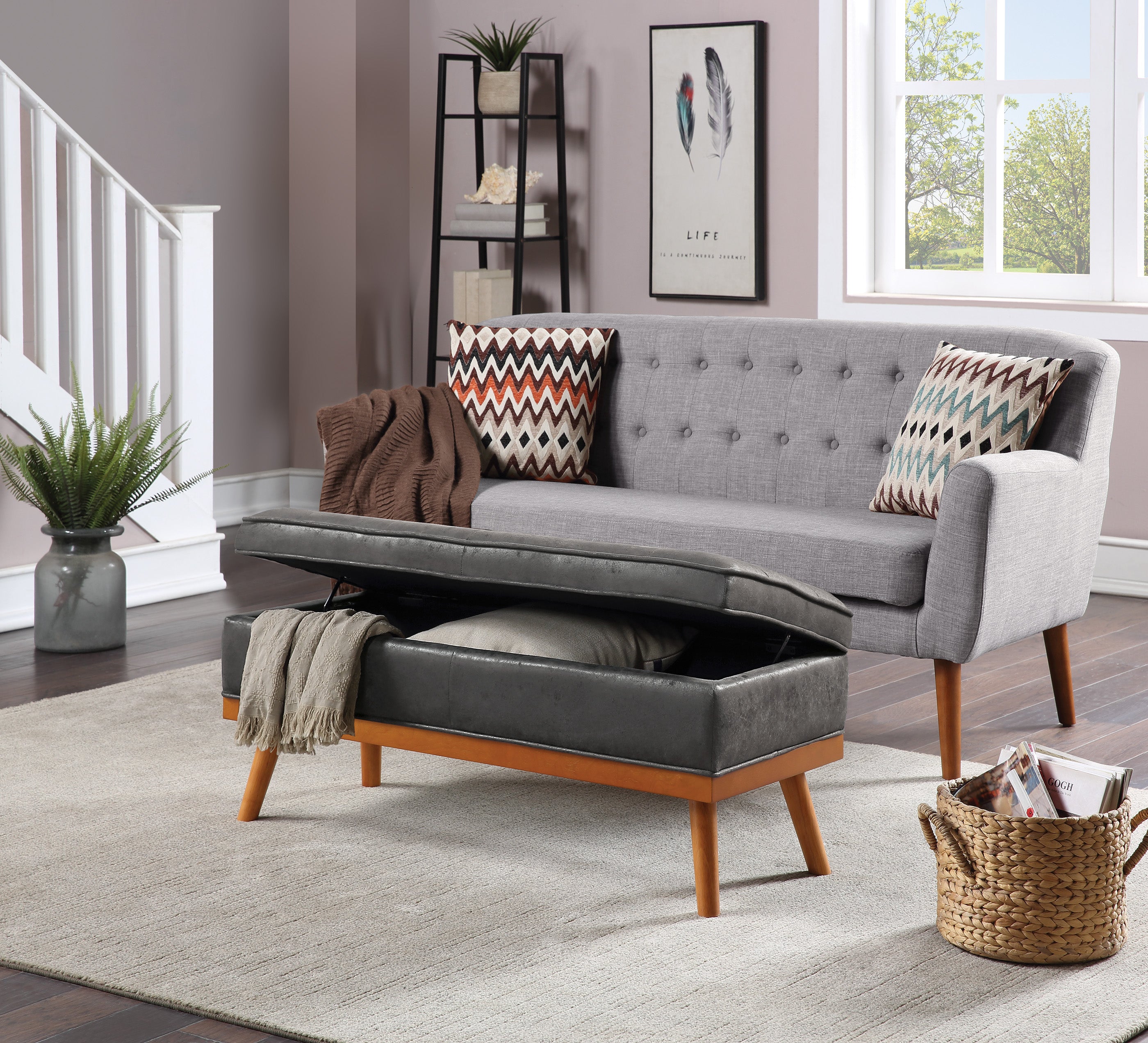 Katheryn Storage Bench - Charcoal