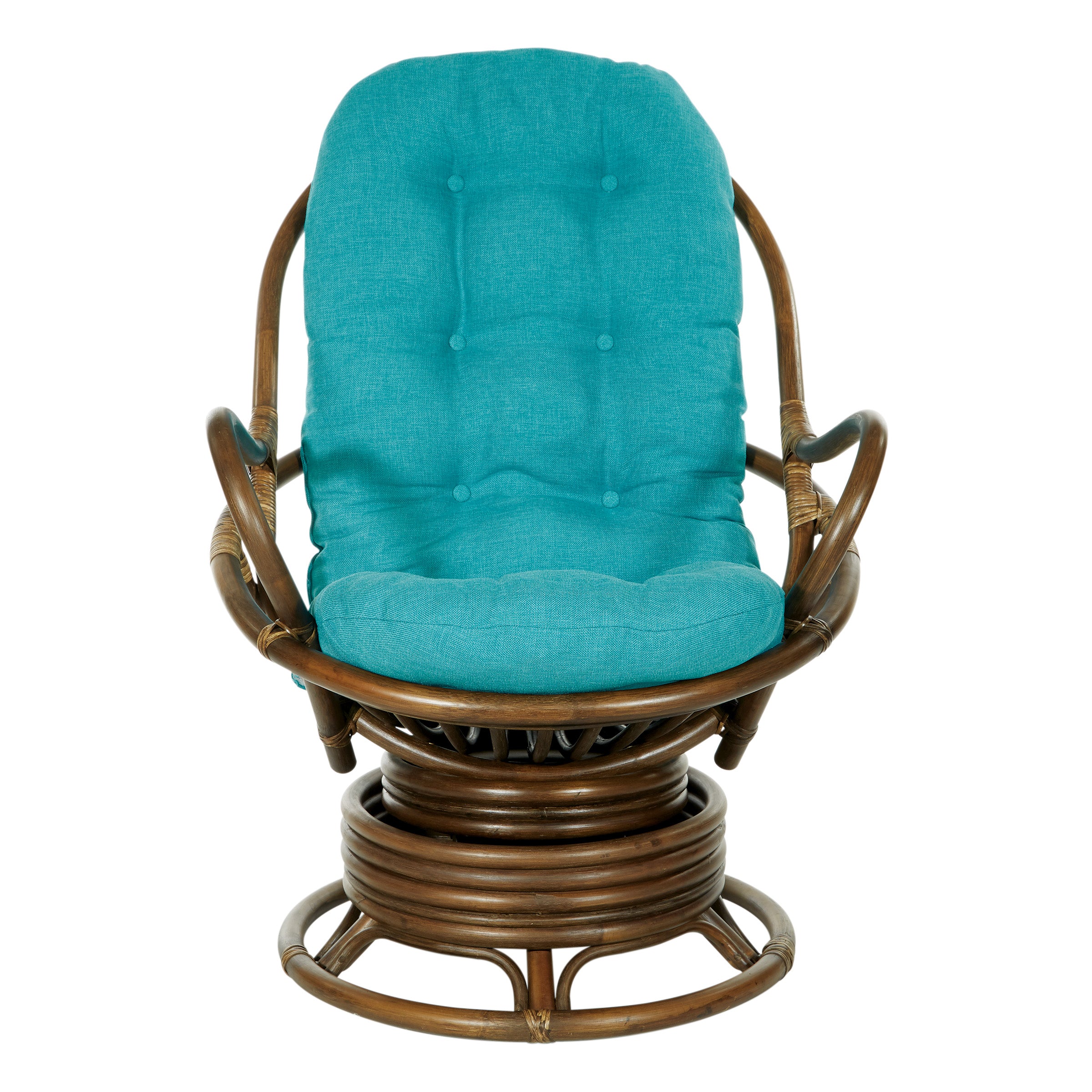 Kauai Rattan Swivel Rocker Chair - Blue