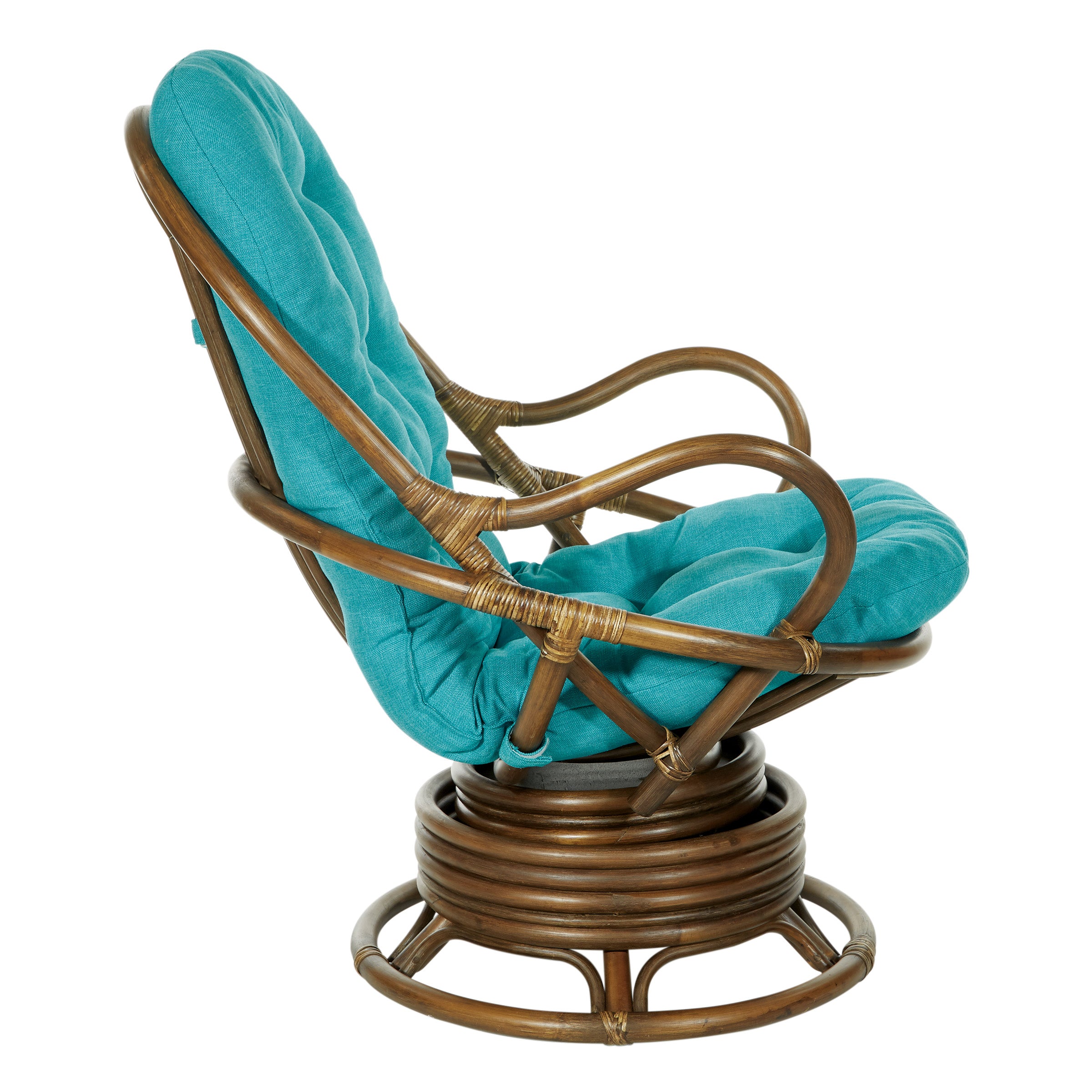 Kauai Rattan Swivel Rocker Chair - Blue