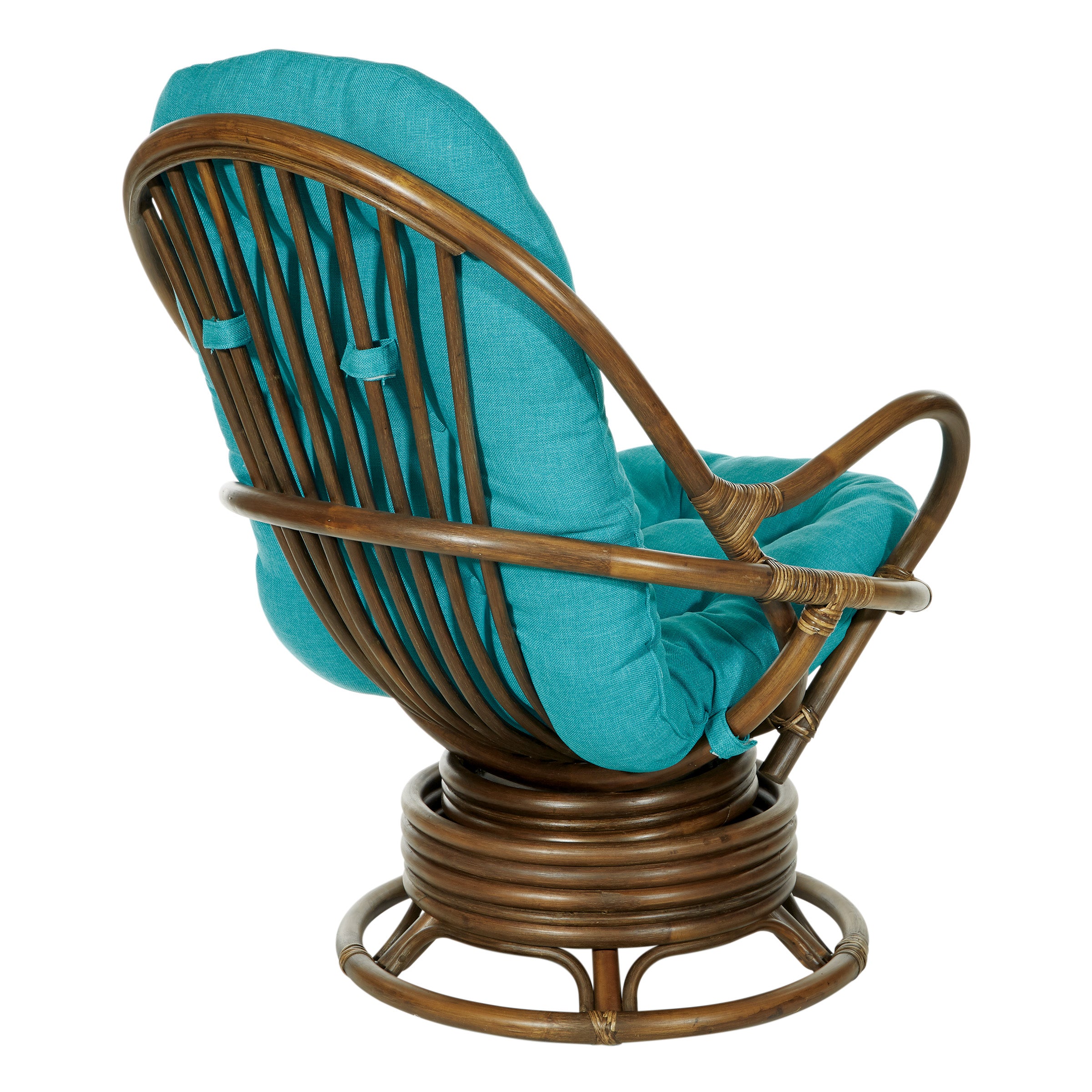 Kauai Rattan Swivel Rocker Chair - Blue