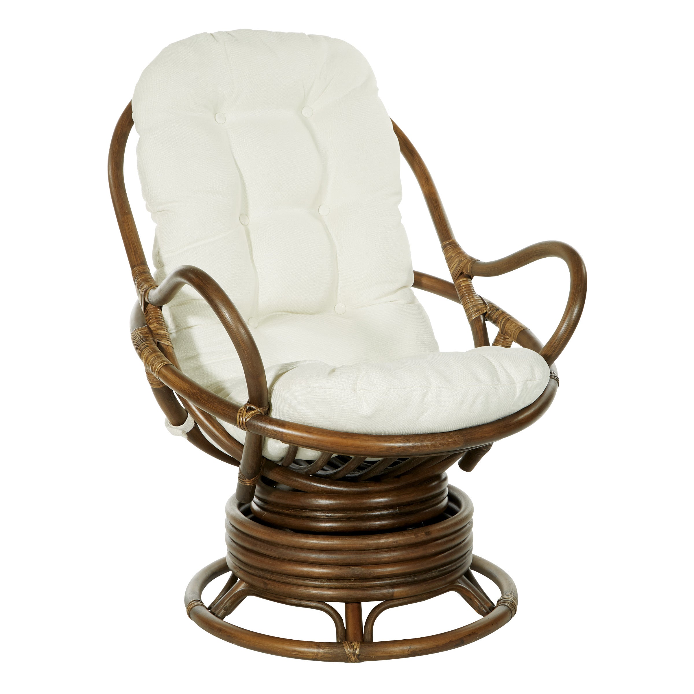 Kauai Rattan Swivel Rocker Chair - Linen