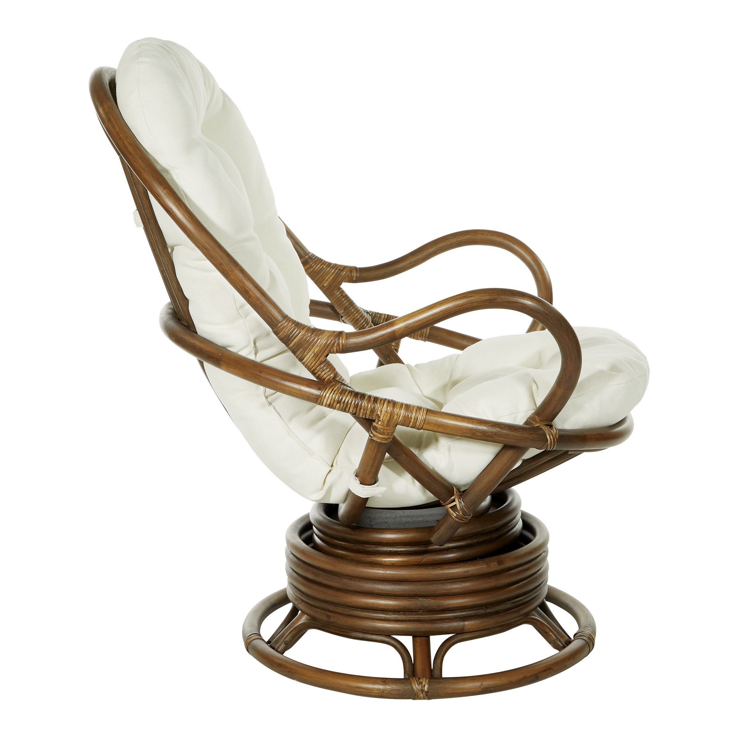 Kauai Rattan Swivel Rocker Chair - Linen