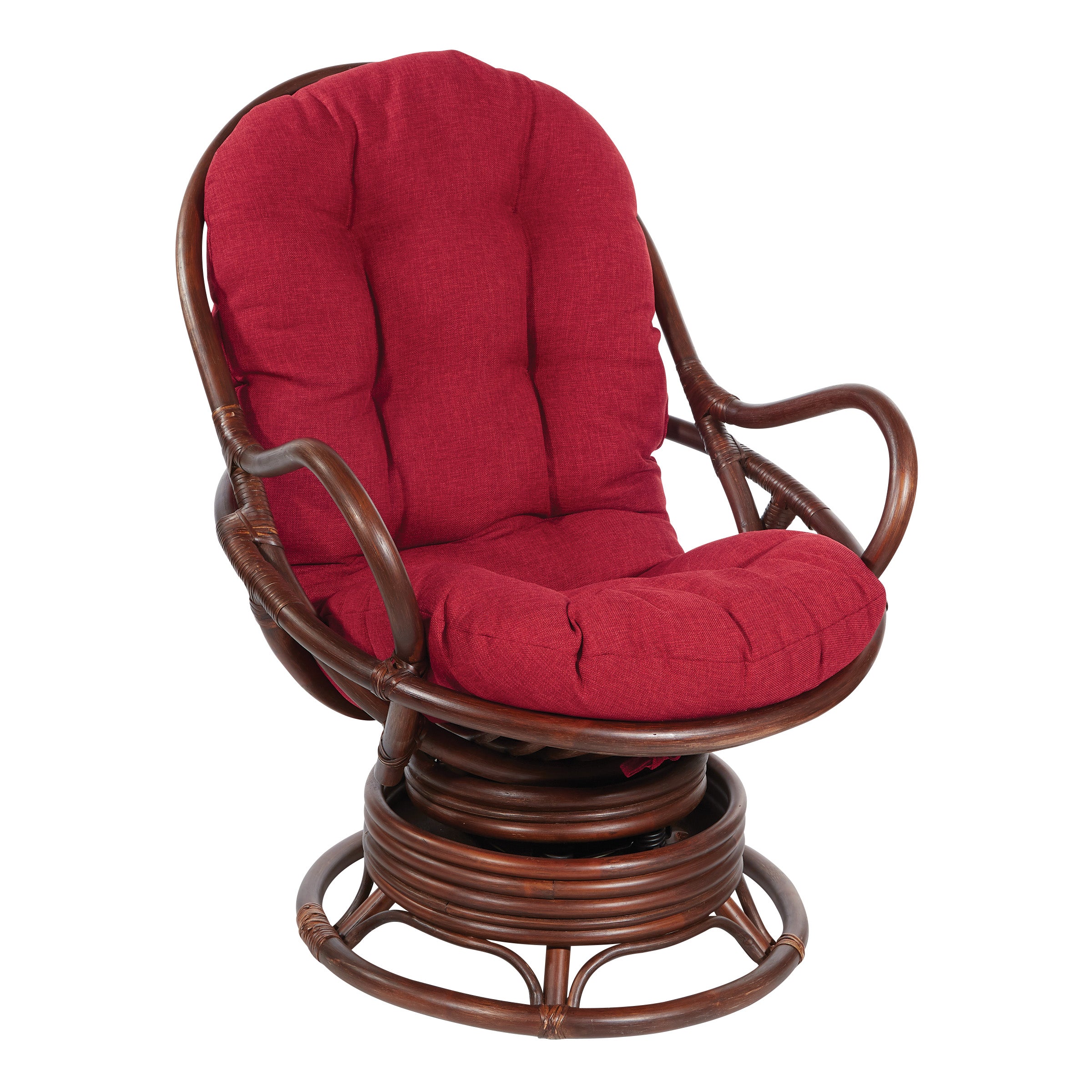 Kauai Rattan Swivel Rocker Chair - Red