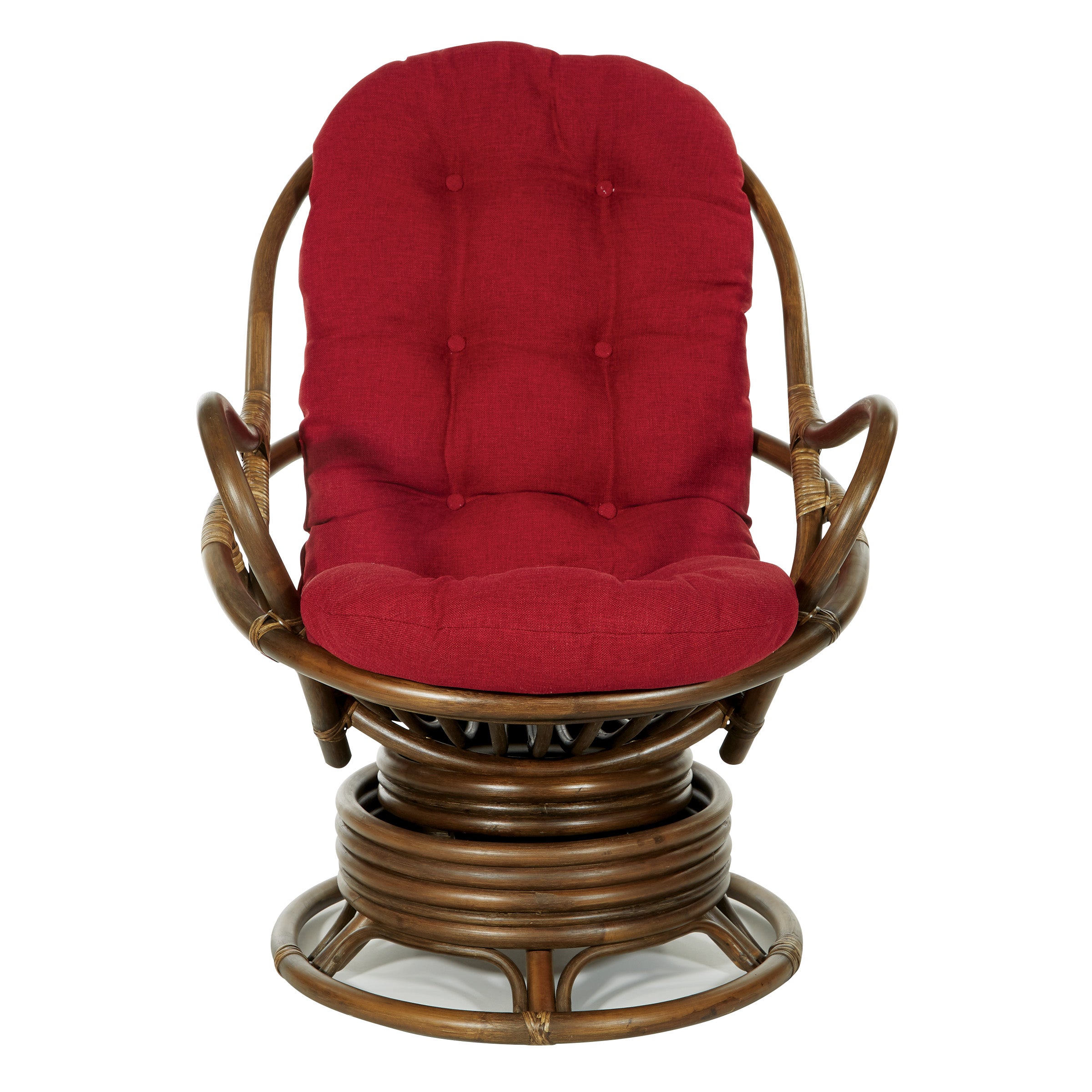 Kauai Rattan Swivel Rocker Chair - Red