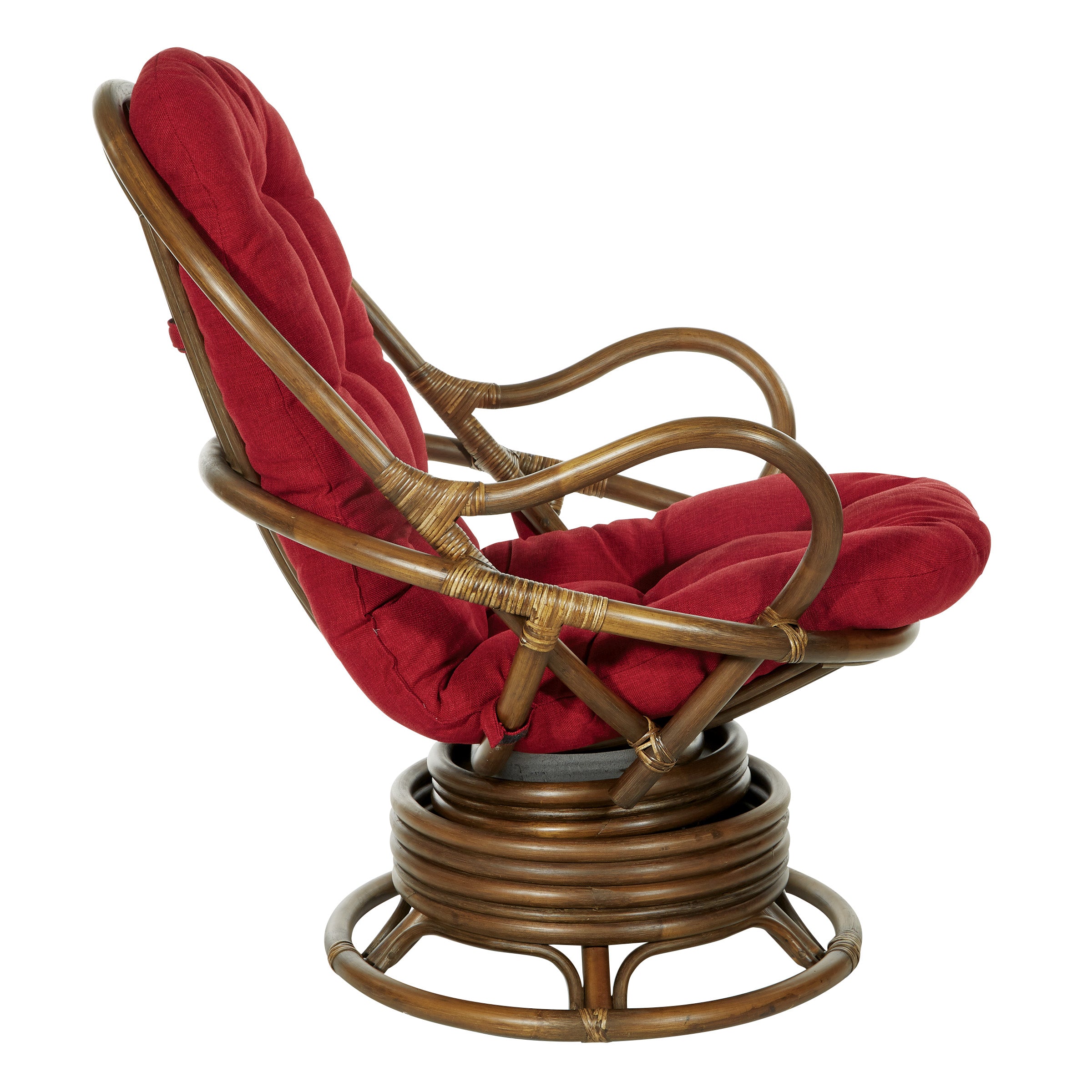 Kauai Rattan Swivel Rocker Chair - Red