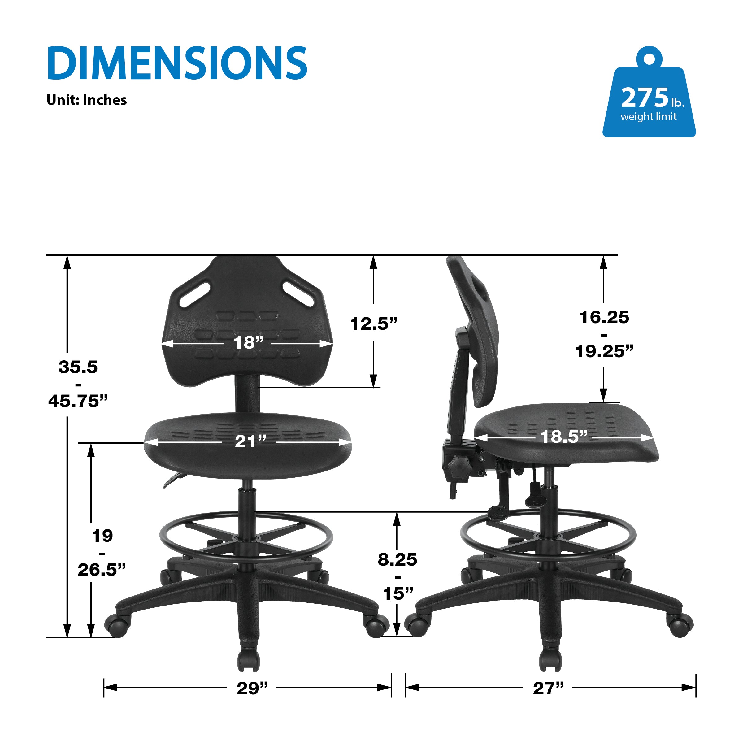 Vocation Drafting Chair - Black