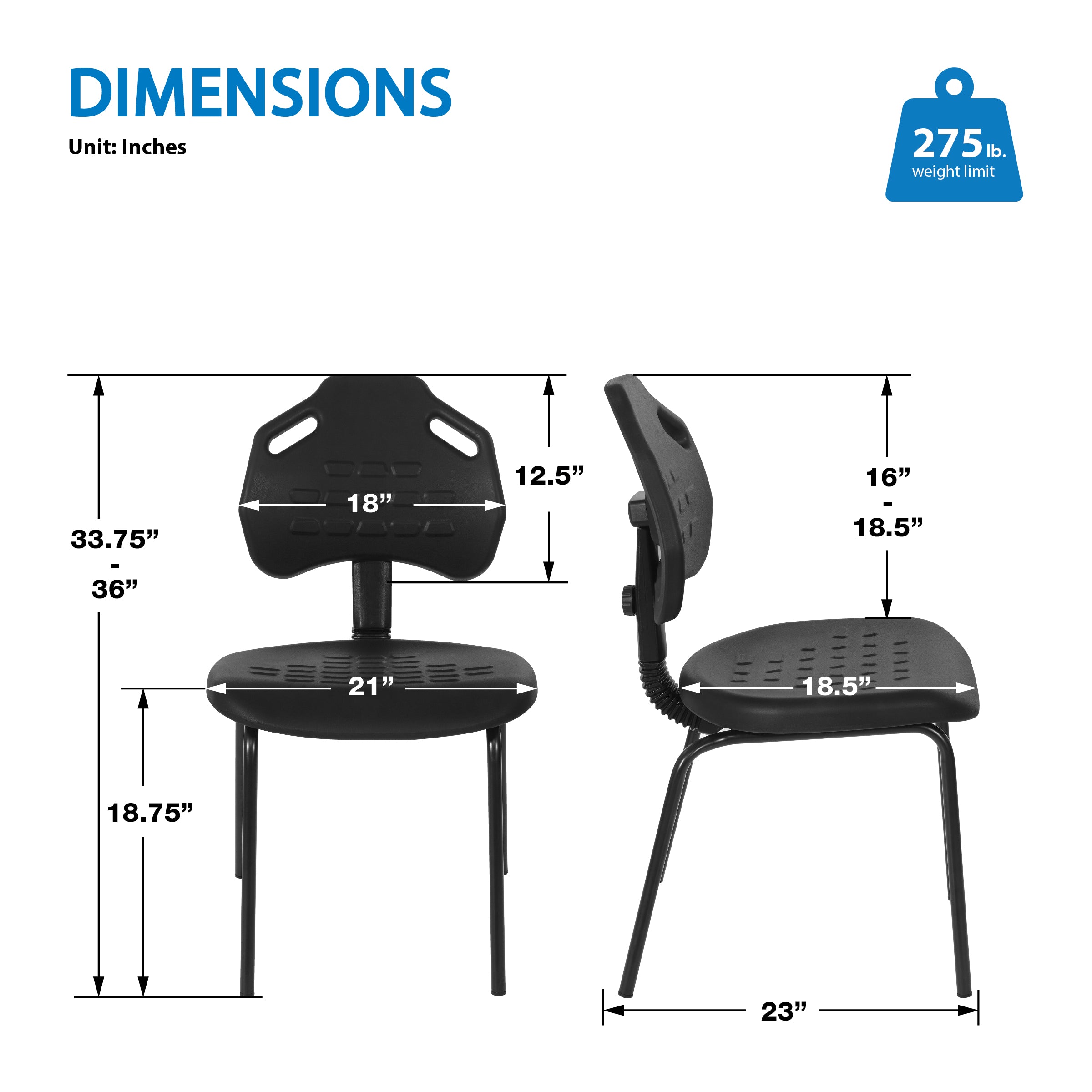 Armless Guest Chair - Black