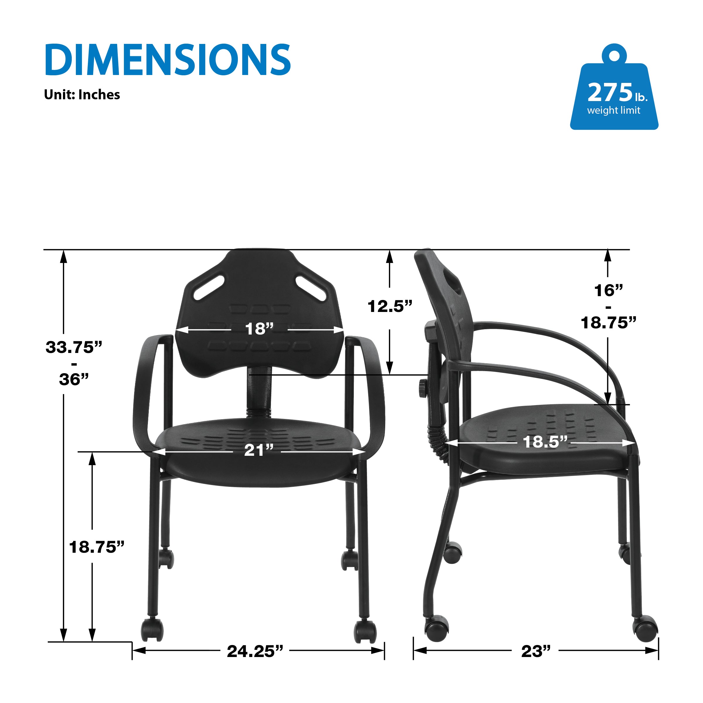 Guest Chair with Casters - Black