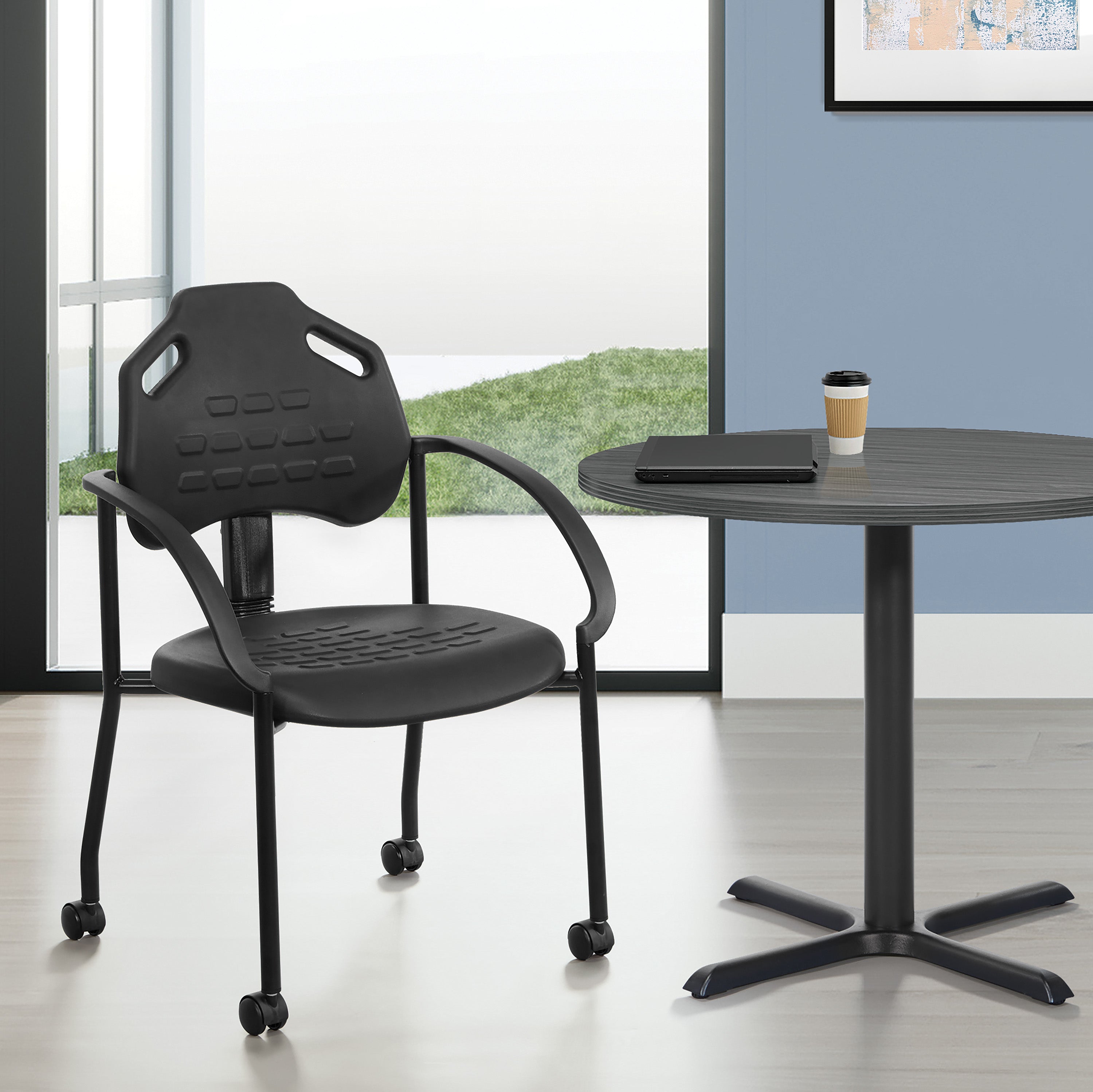Guest Chair with Casters - Black
