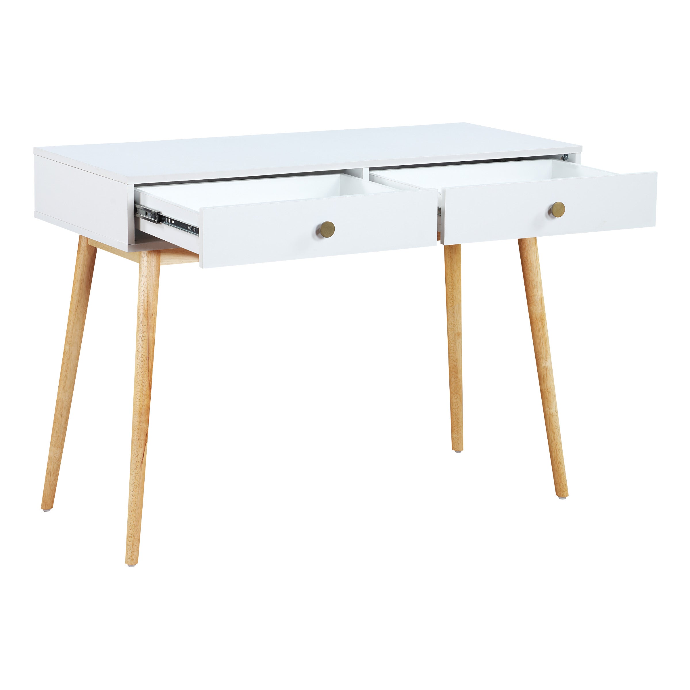 Kayla Mid-Century Writing Desk - White/Light Wood