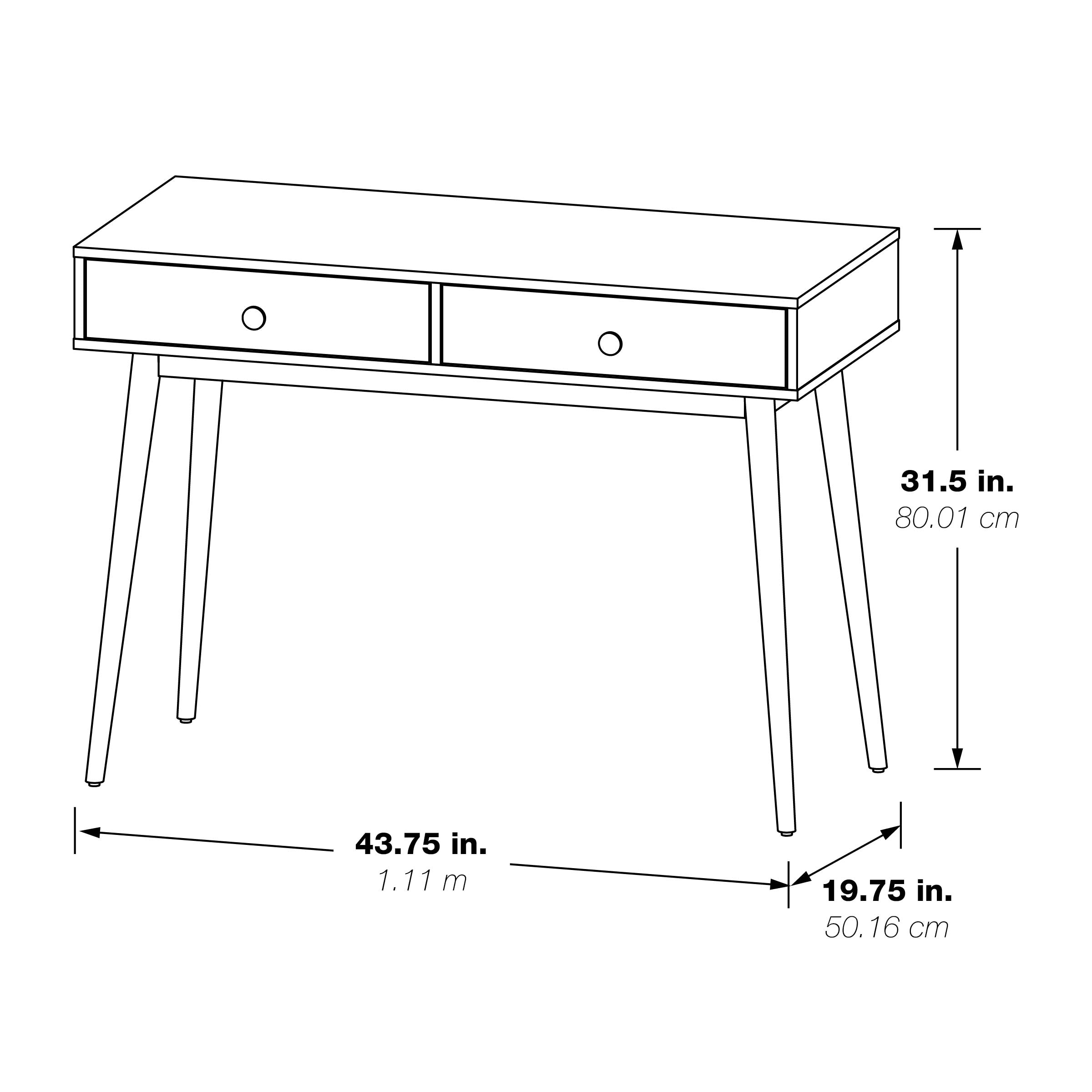 Kayla Mid-Century Writing Desk - White/Light Wood