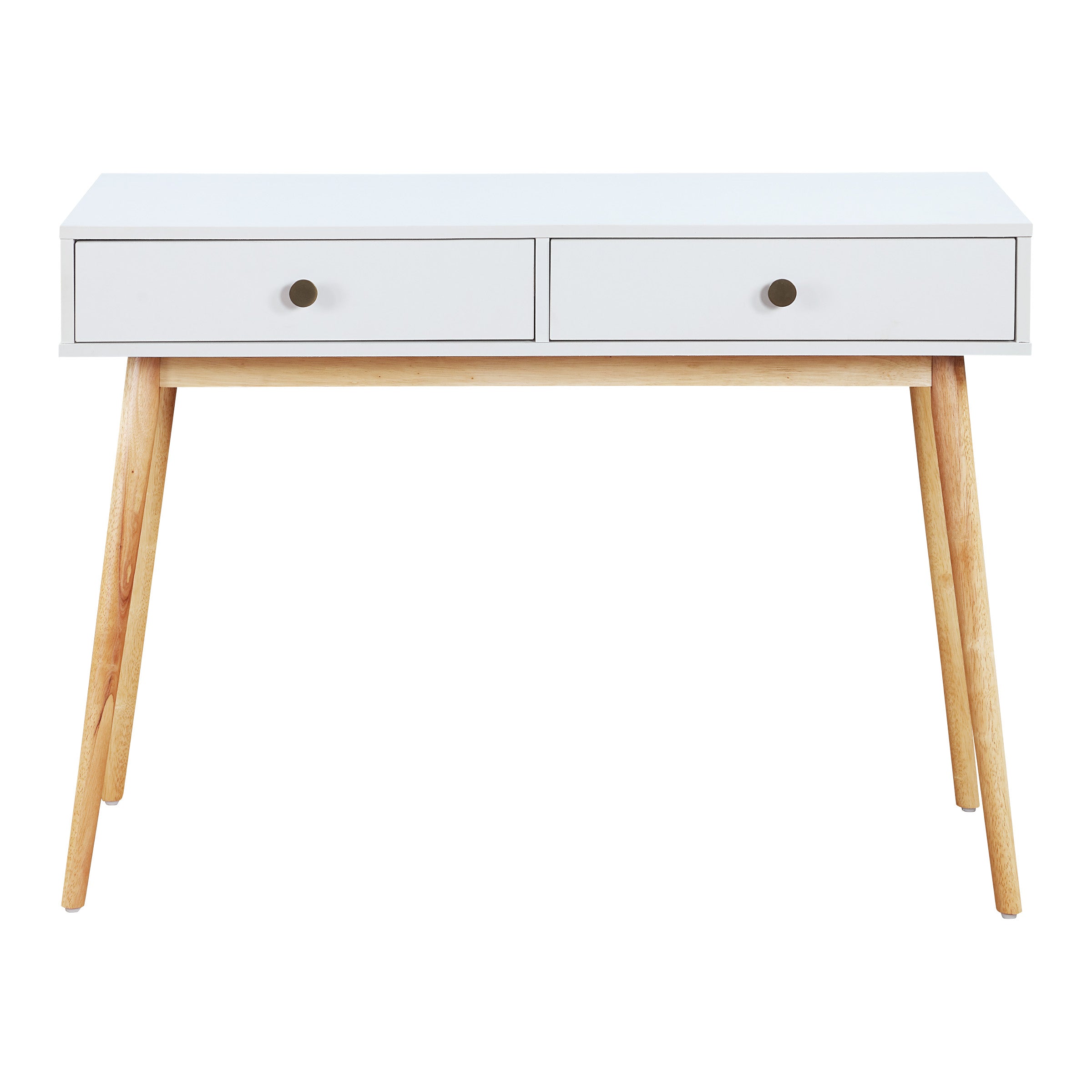 Kayla Mid-Century Writing Desk - White/Light Wood