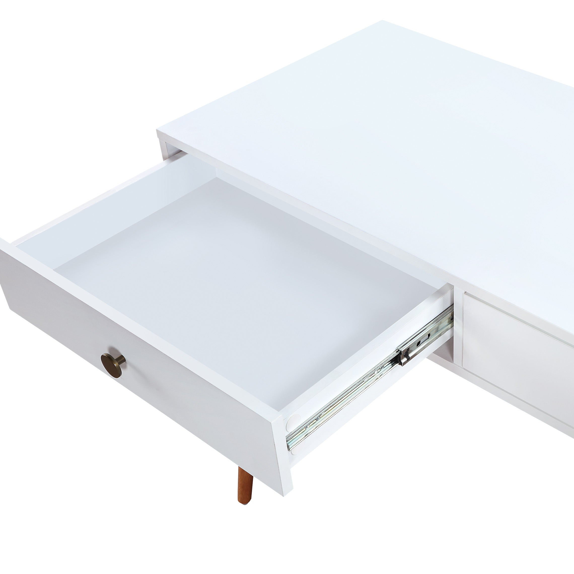 Kayla Mid-Century Writing Desk - White/Light Wood
