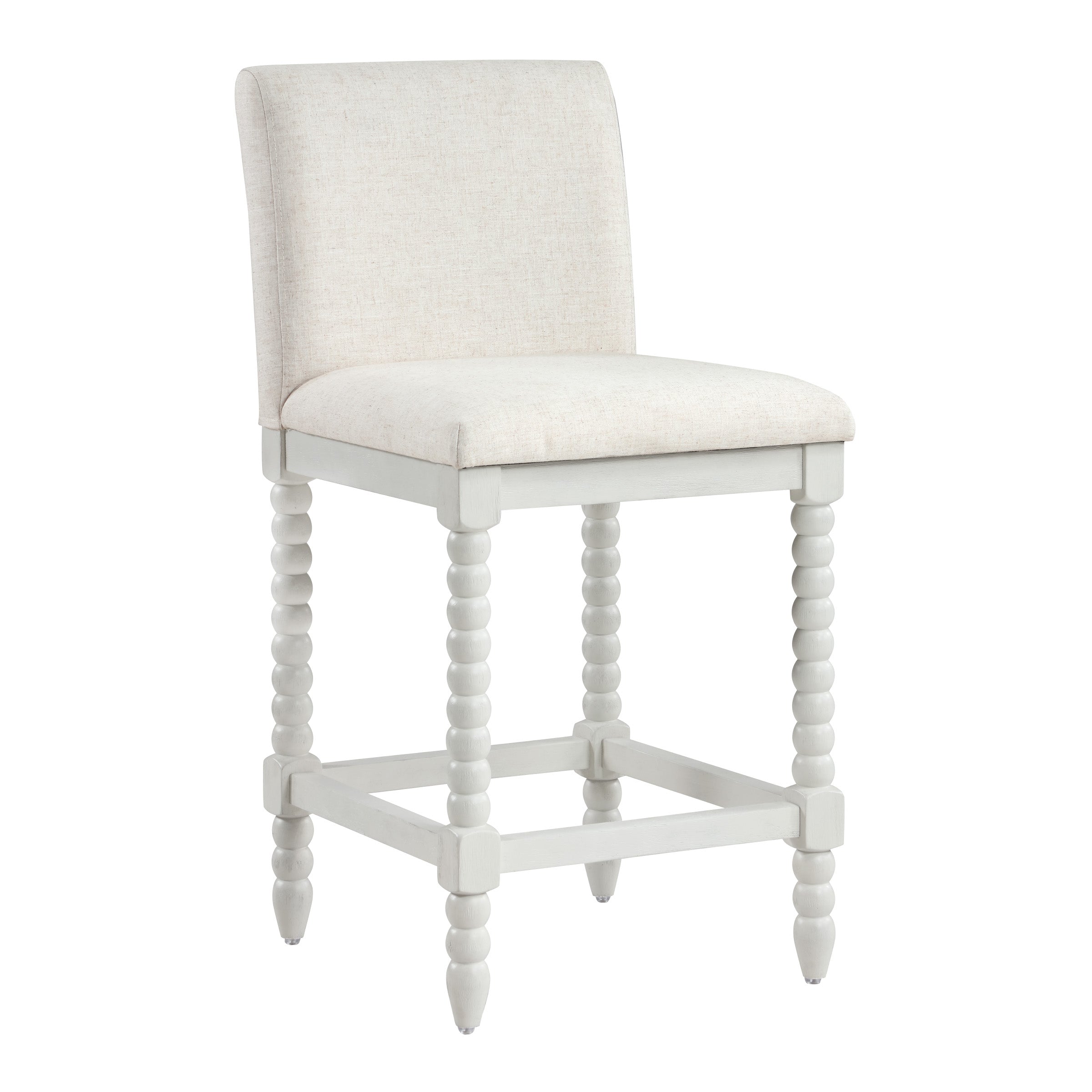 Kaylee 26 Spindle Counter Stool - Linen / Antique White