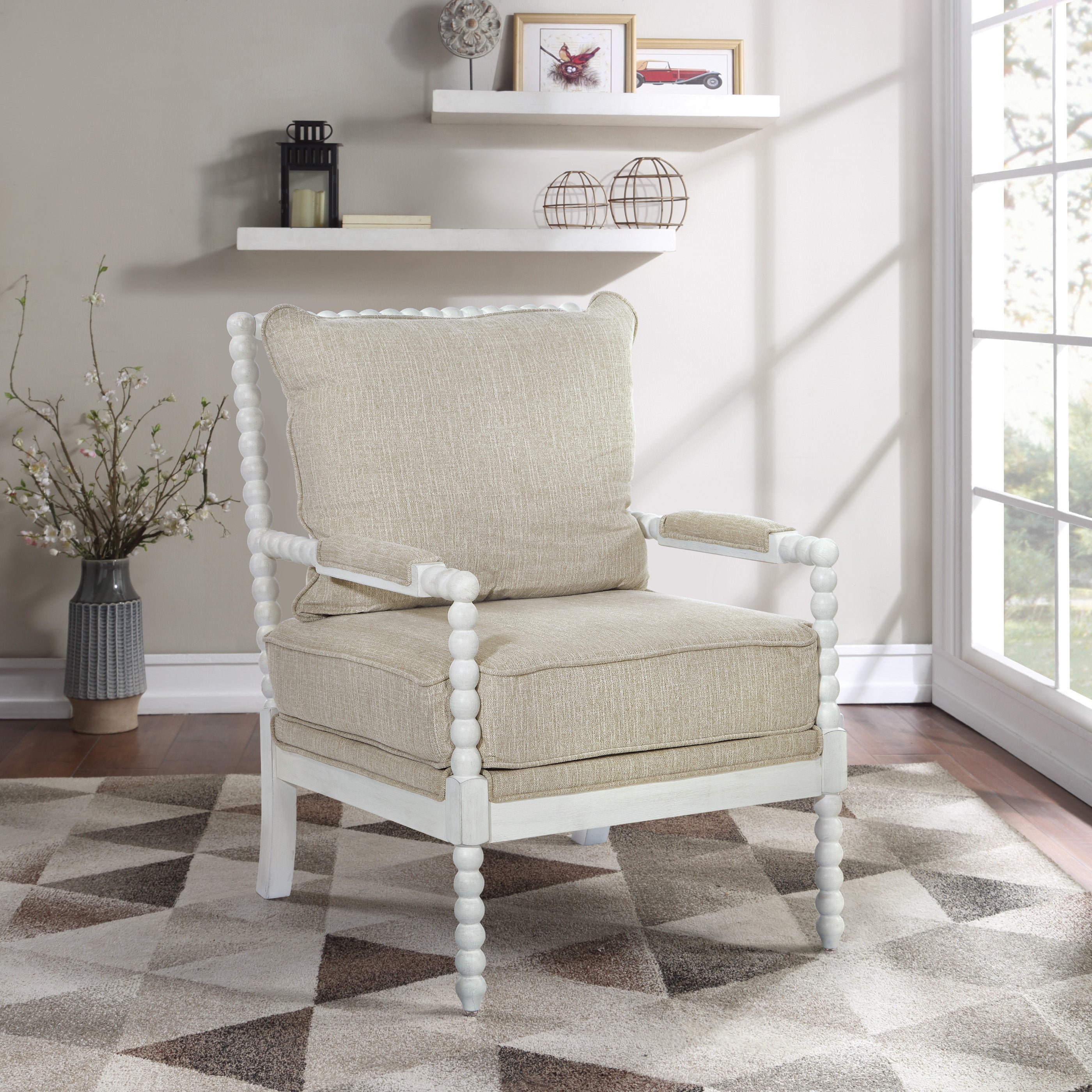 Kaylee Spindle Chair - Beige Linen