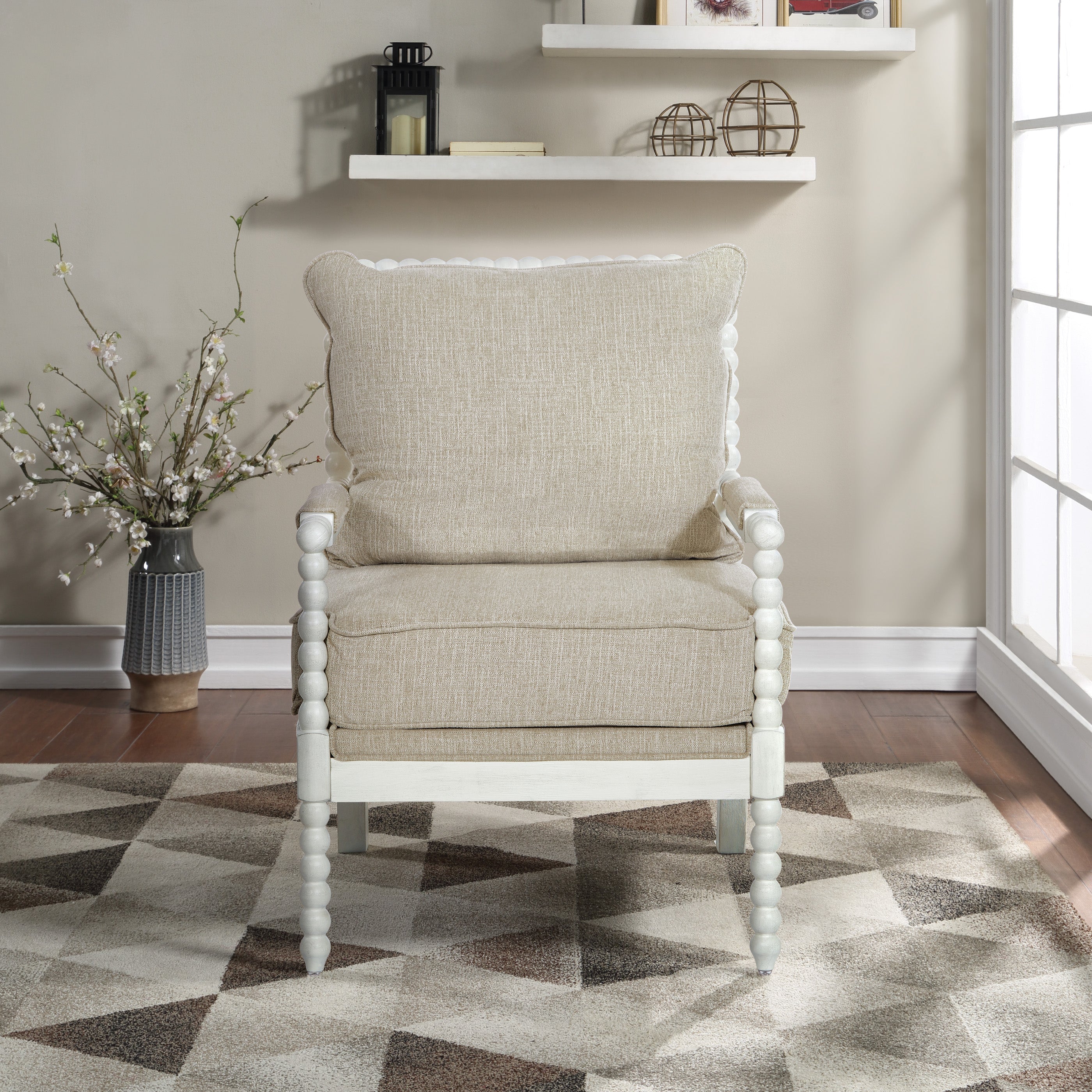 Kaylee Spindle Chair - Beige Linen