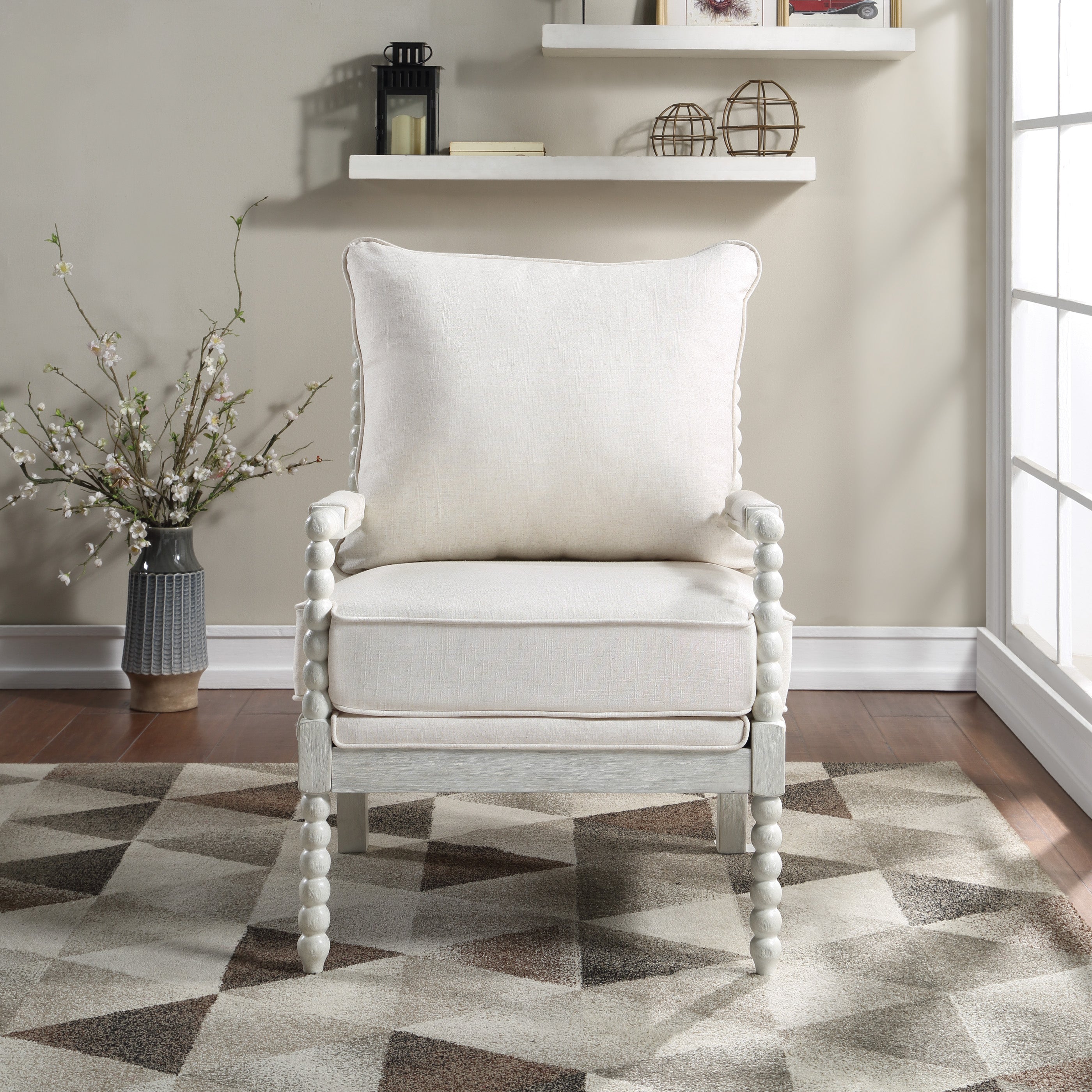 Kaylee Spindle Chair - White Linen