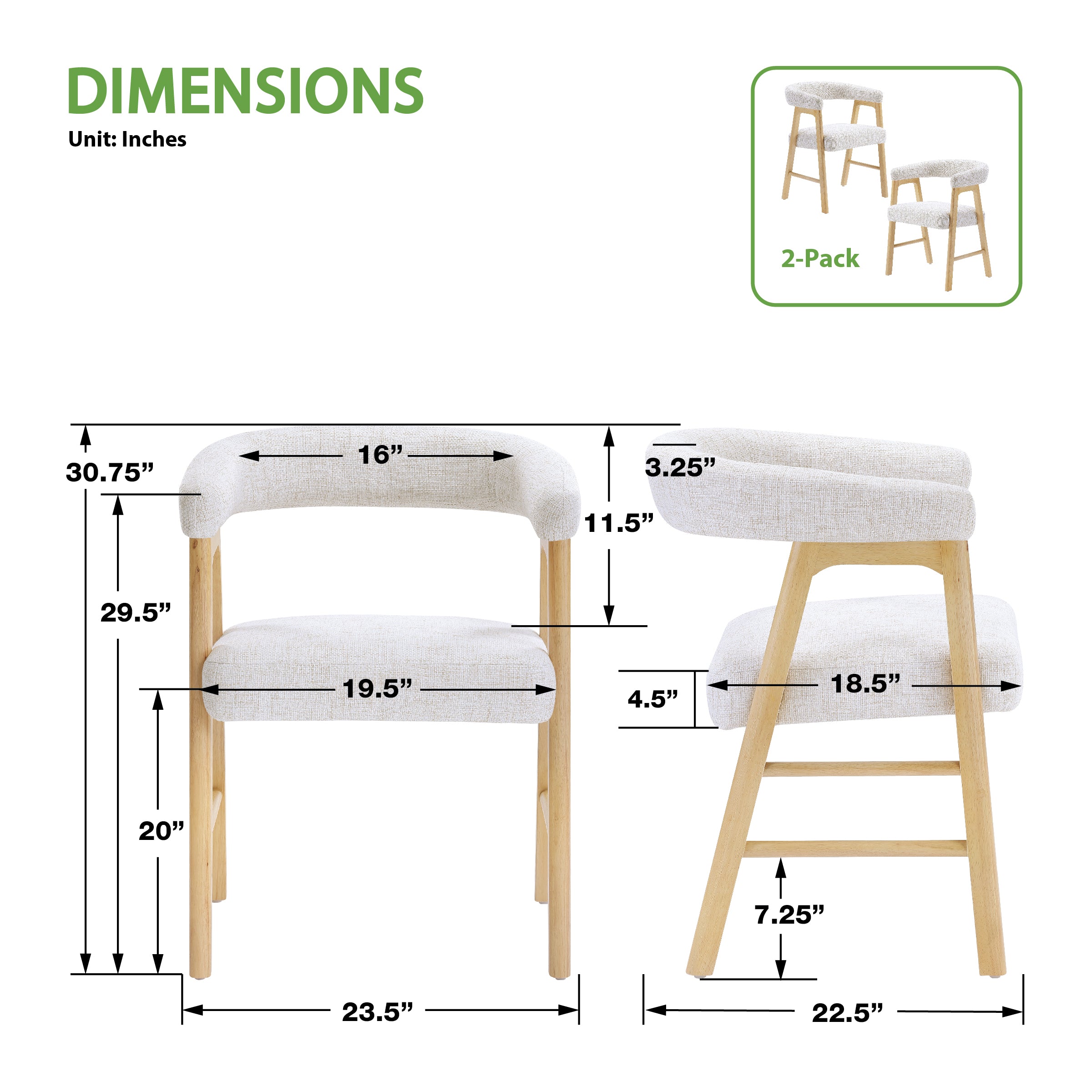 Kaley Dining Chair 2-Pack - Linen